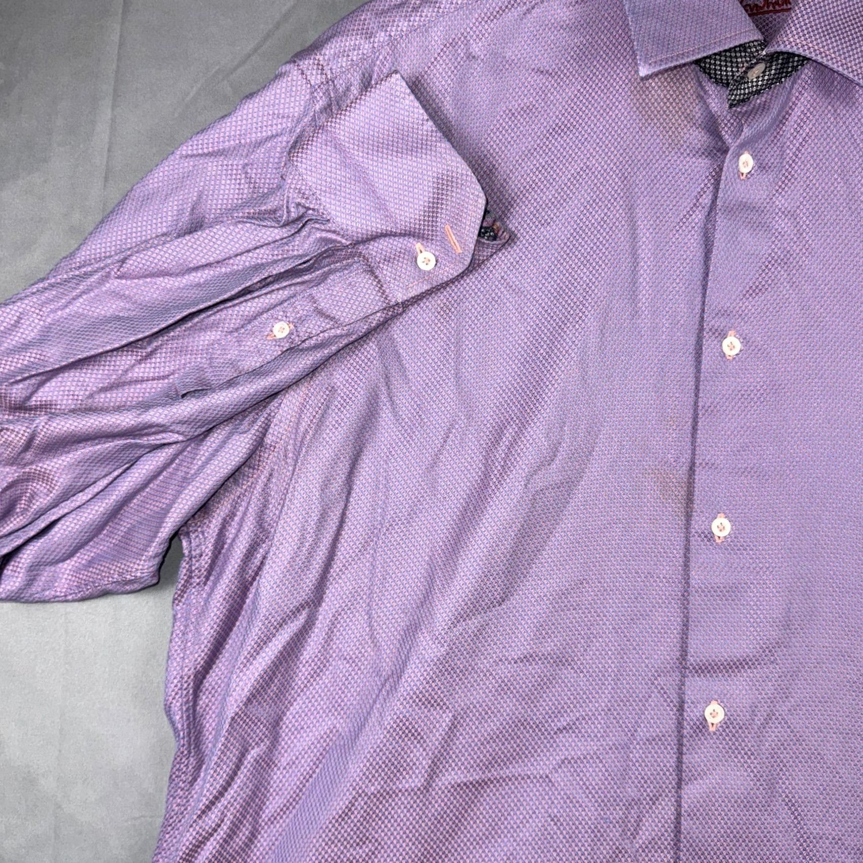 Robert Graham Robert Graham Shirt Mens XL Purple Geometric Long Sleeve Button Front Casual Size US XL / EU 56 / 4 - 7 Thumbnail