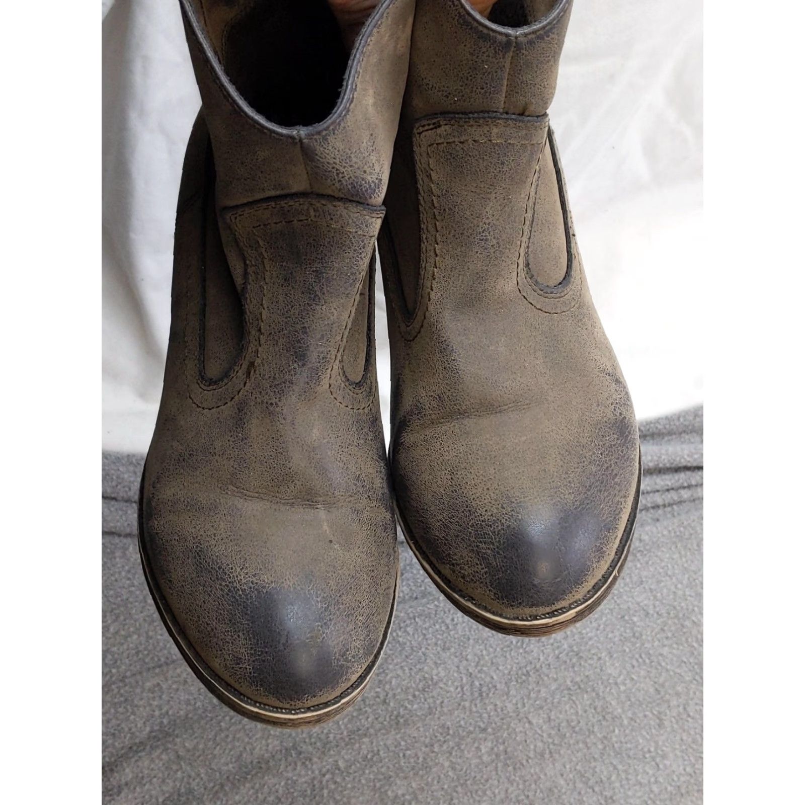 Vintage Western Boots Womens 6 Brown Synthetic Ankle Block Heel Booties Size US 6 / IT 36 - 6 Thumbnail