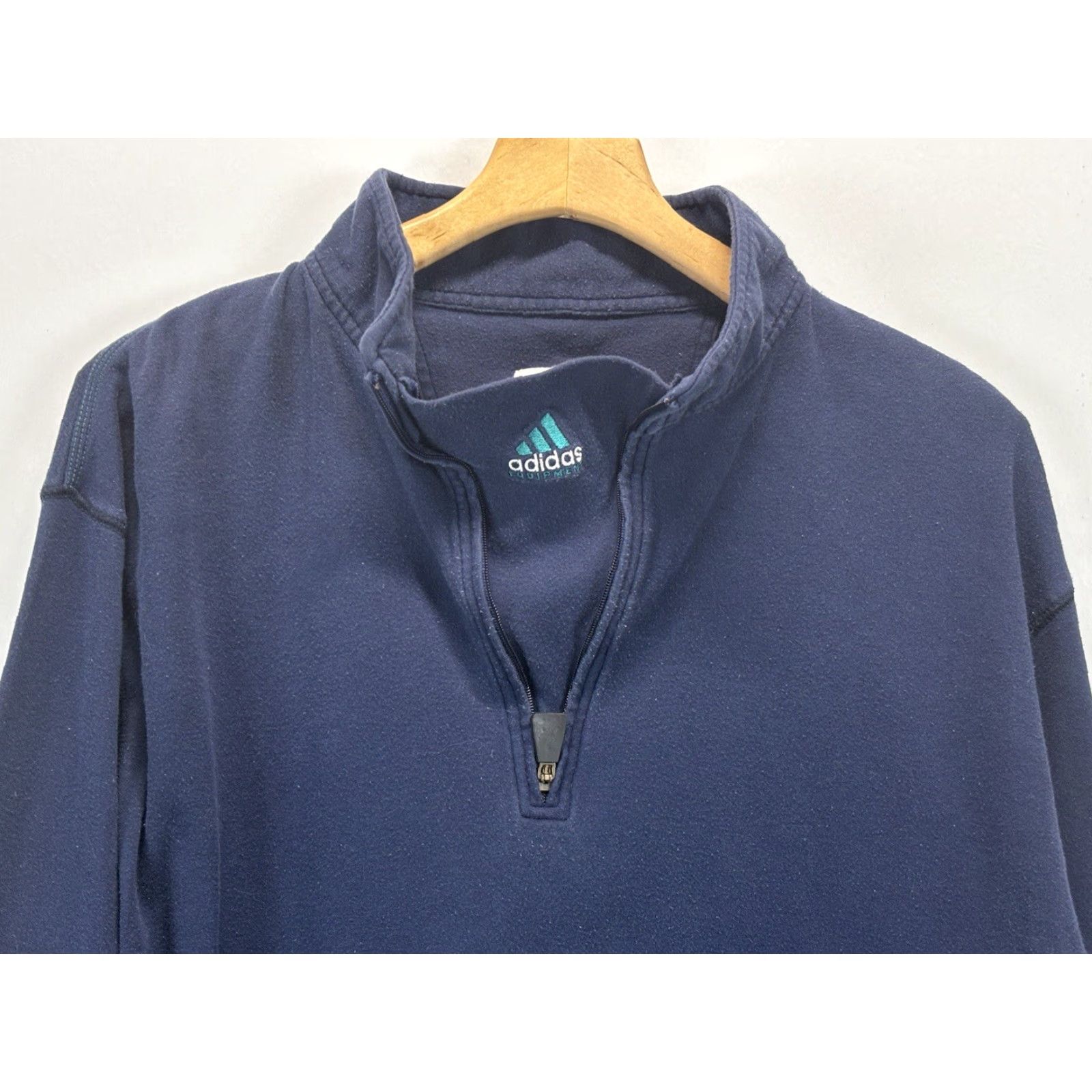 Adidas Vtg Pullover Shirt Mens 1/4 Zip Long Sleeve Sz X-Large Navy Blue Cotton Regular Casual 90s Read