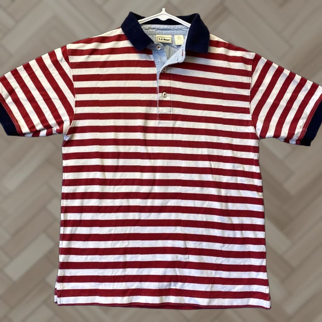 Vintage VINTAGE LL Bean Polo Shirt Mens Small S Short Sleeve Red Stripes Casual Golf Walking Size US S / EU 44-46 / 1 - 1 Thumbnail