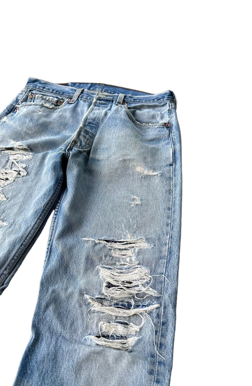 Levi's Vintage Levi’s 501 top button 553 distressed denim jeans Size US 30 / EU 46 - 2 Thumbnail