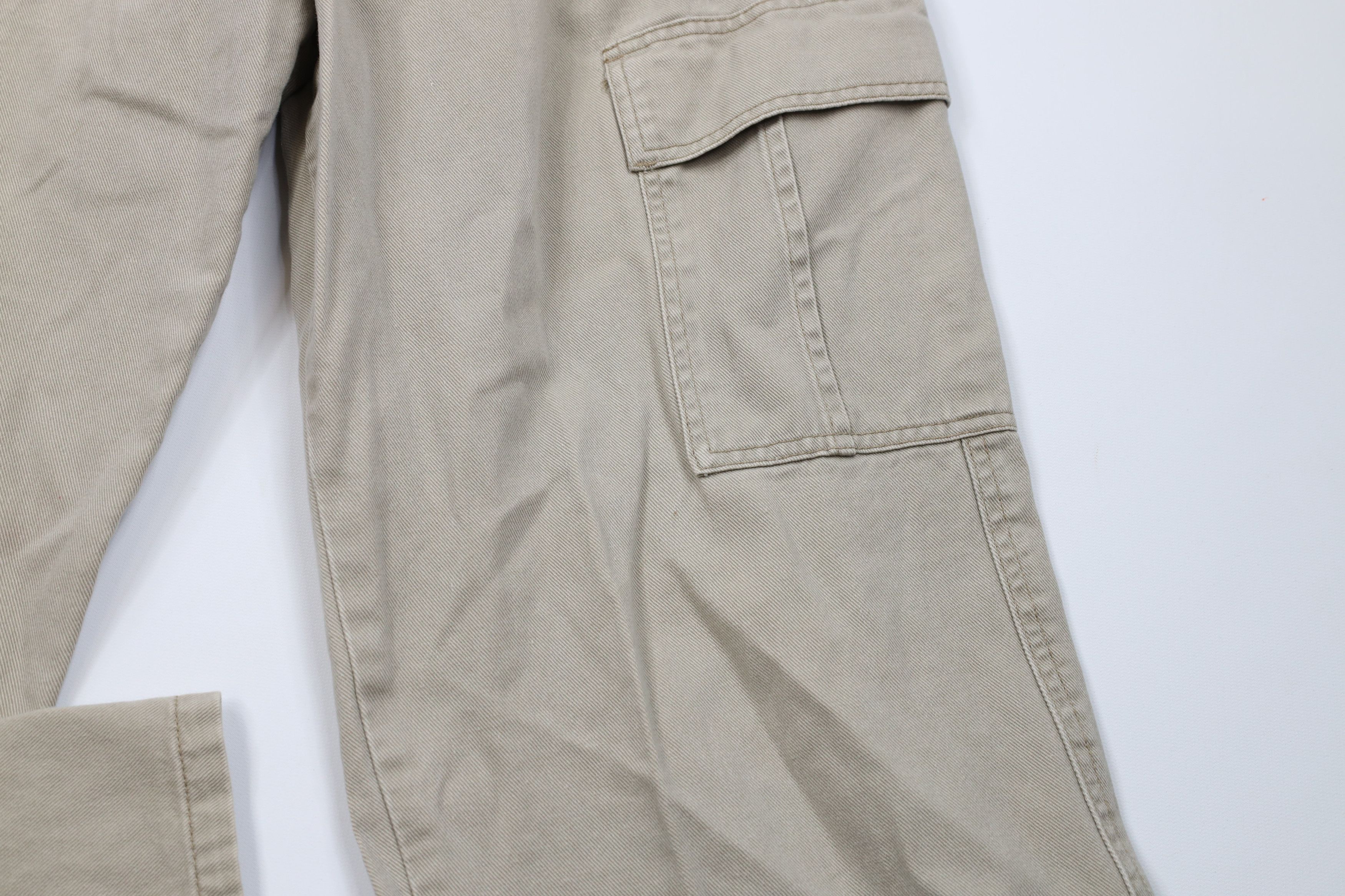 Lee Vintage 90s Y2K Lee Wide Leg Dungaree Cargo Jeans Beige Size US 34 / EU 50 - 7 Thumbnail