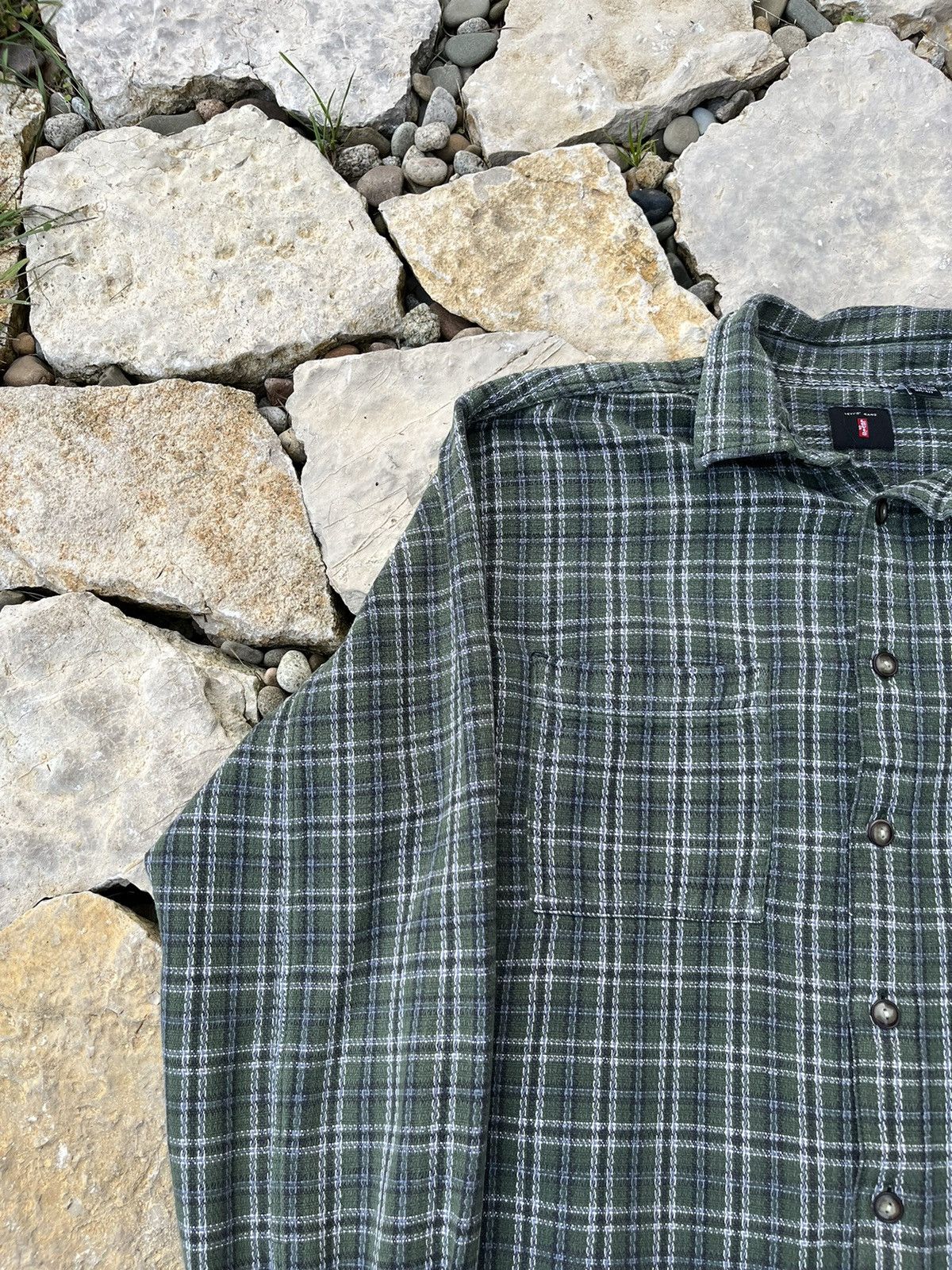 Levi's × Levi's Vintage Clothing × Vintage Vintage 90s Levi’s flannel plaid shirt knit checkered pocket Size US L / EU 52-54 / 3 - 3 Thumbnail