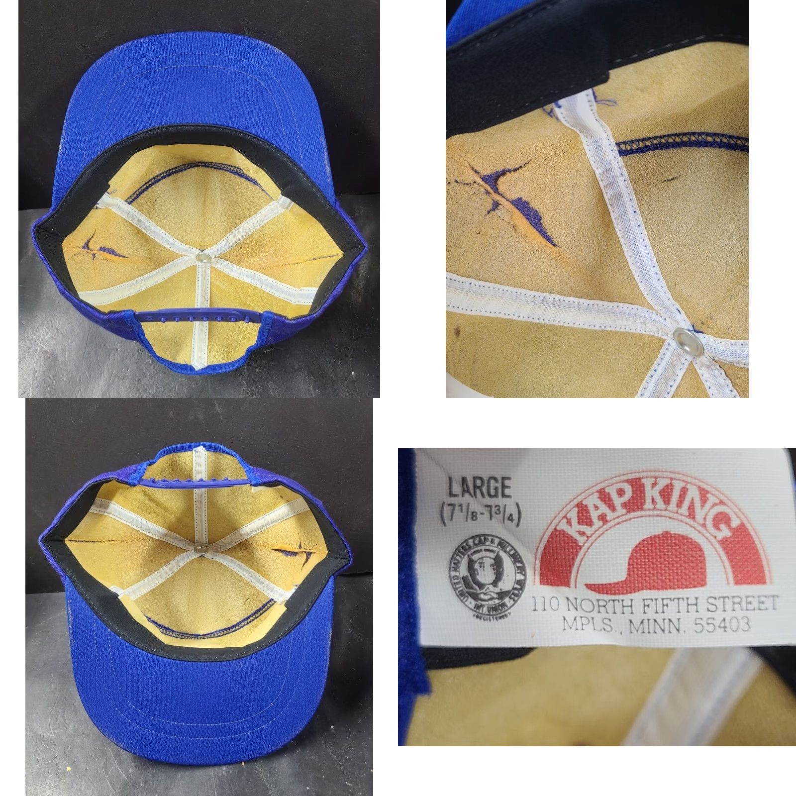 Vintage VINTAGE Kap King Trapper Hat USA Patch Blue/White Adjustable Size Large Men Winter Cap 80s Theme Canvas Cotton Polyester Ear Flap Lined Size ONE SIZE - 8 Thumbnail