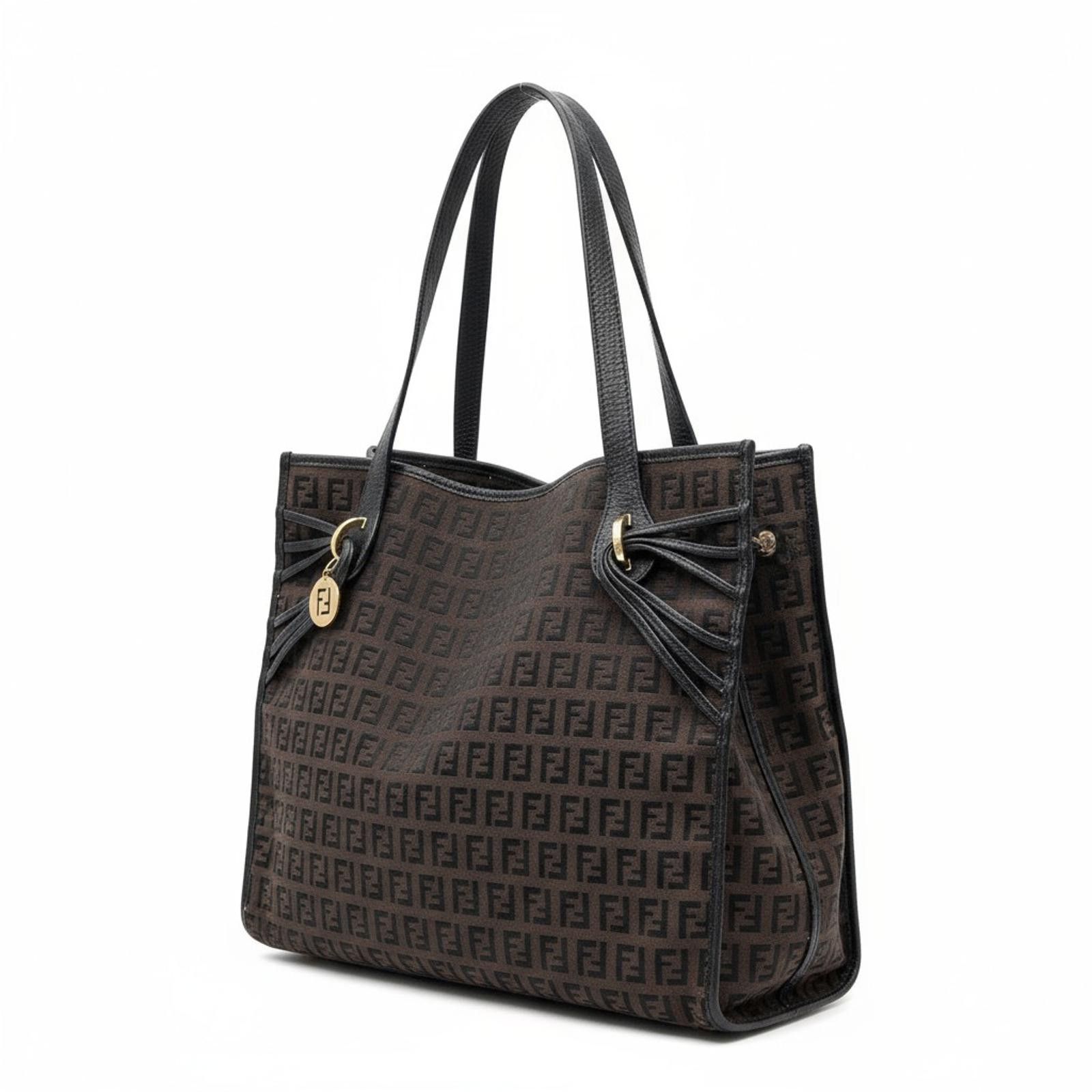 Fendi Fendi - Brown FF Logo Canvas Tote Bag Size ONE SIZE - 1 Thumbnail