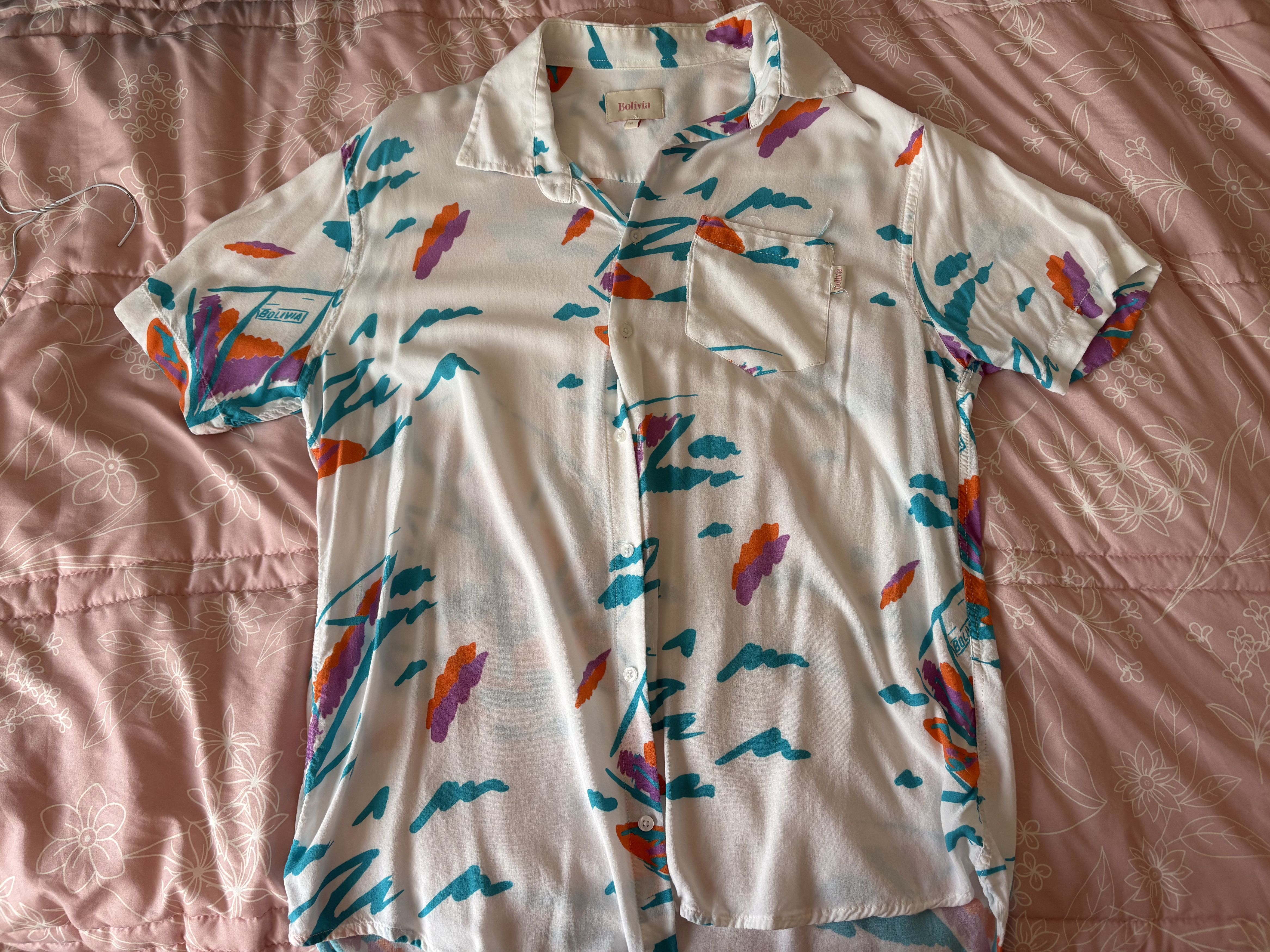 Other Bolivia Men’s Shirt White Button Down Short Sleeve Size US M / EU 48-50 / 2 - 1 Thumbnail