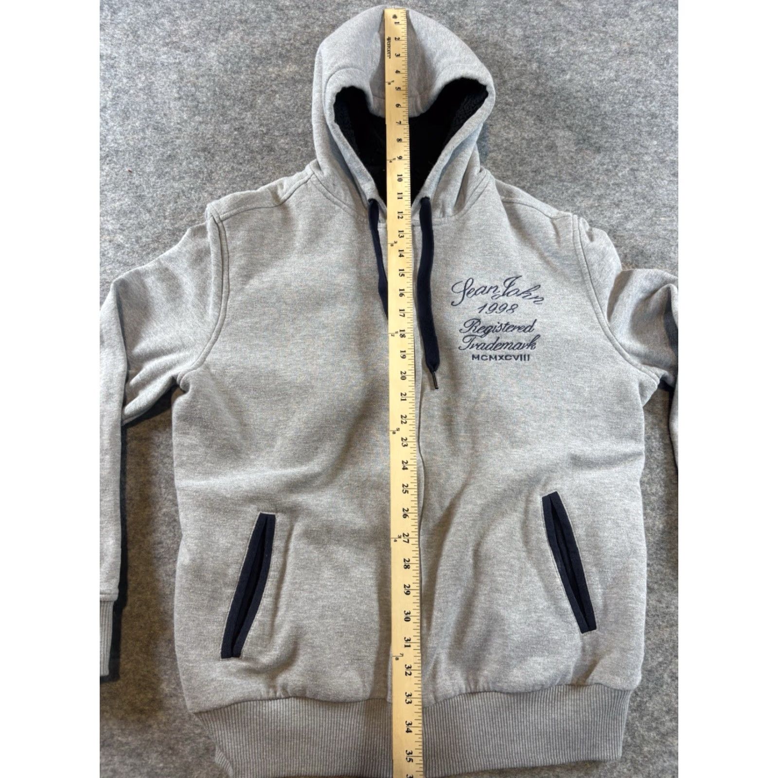 Sean John VINTAGE Sean John Hoodie Mens L Gray 1998 90s Full Zip Hooded Cotton Fleece Logo Shirt? Size US L / EU 52-54 / 3 - 3 Thumbnail