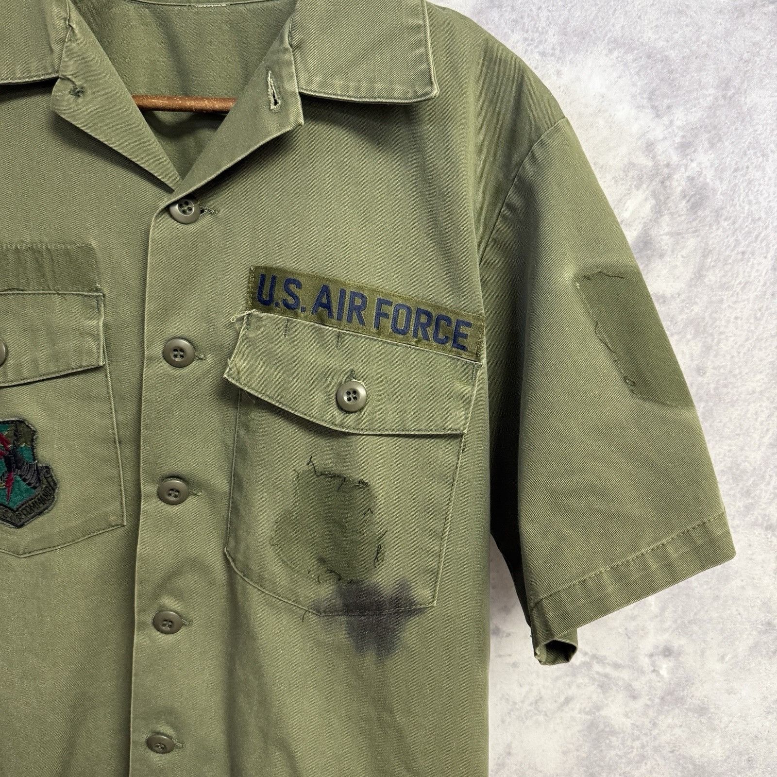 Vintage Vintage US Air Force Military Sateen Short Sleeve Button Up Size US XL / EU 56 / 4 - 4 Thumbnail