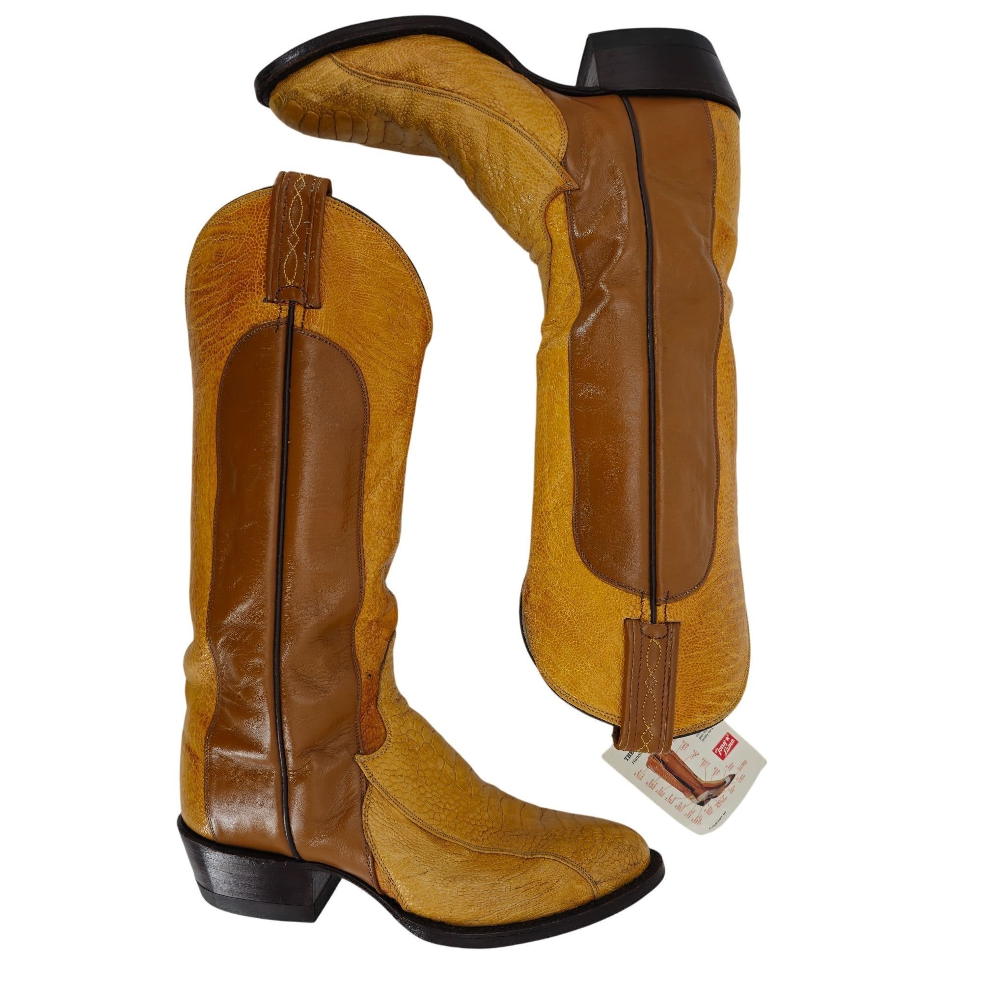Tony Lama Vintage Unique Exotic Ostrich Tony Lama Mens 7D Brown Cowboy Size US 7 / EU 40 - 8 Thumbnail