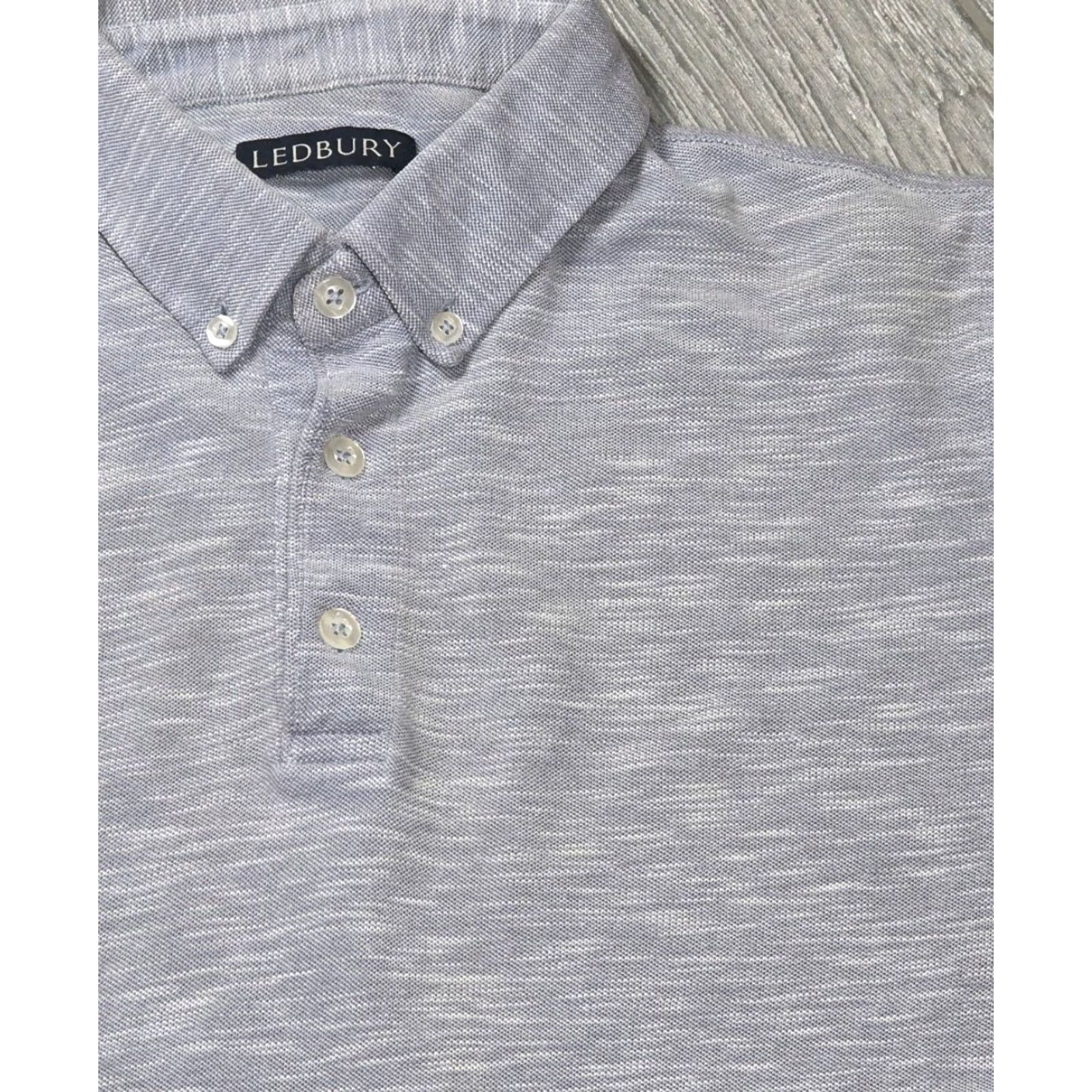 Vintage Ledbury Polo Shirt Men's Light Blue Heathered Short Sleeve Pique Size S Size US S / EU 44-46 / 1 - 3 Thumbnail