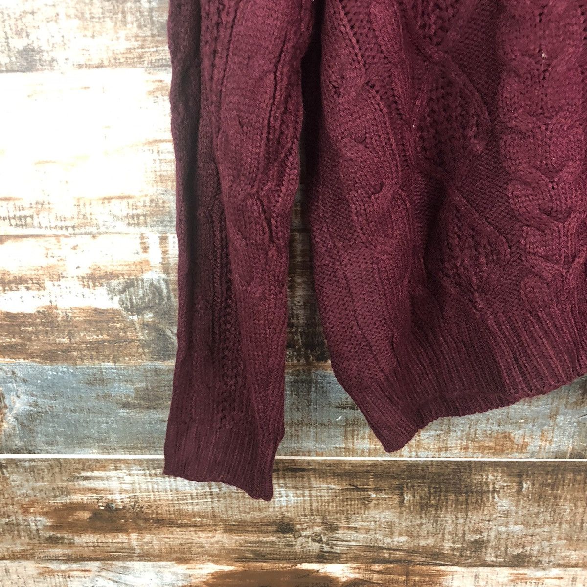 Japanese Brand Mono Mart Maroon cable Knitwear #A2257 Size US M / EU 48-50 / 2 - 15 Thumbnail