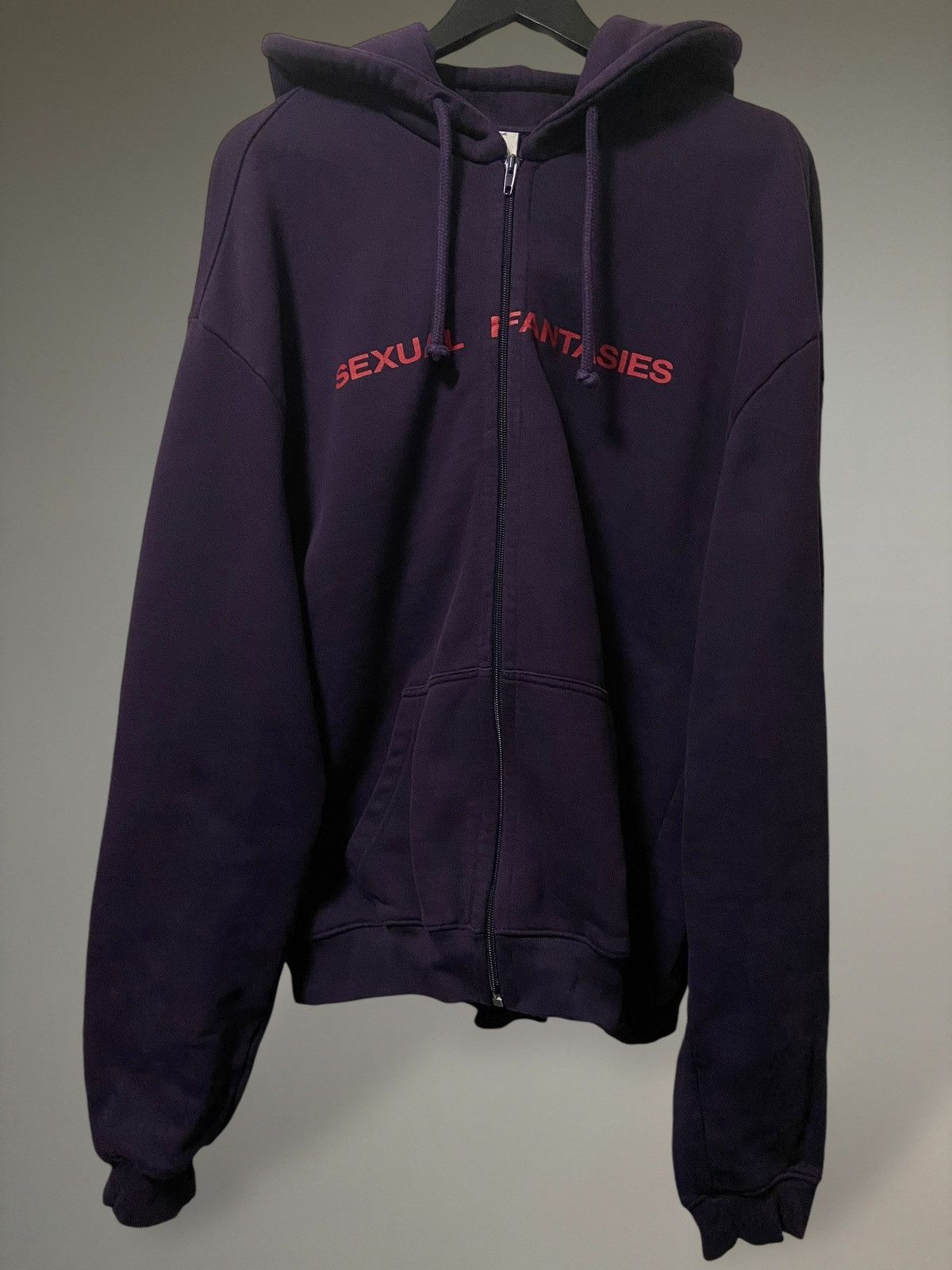 Pre-owned Vetements Sexual Fantasies Zip Hoodie In Purple