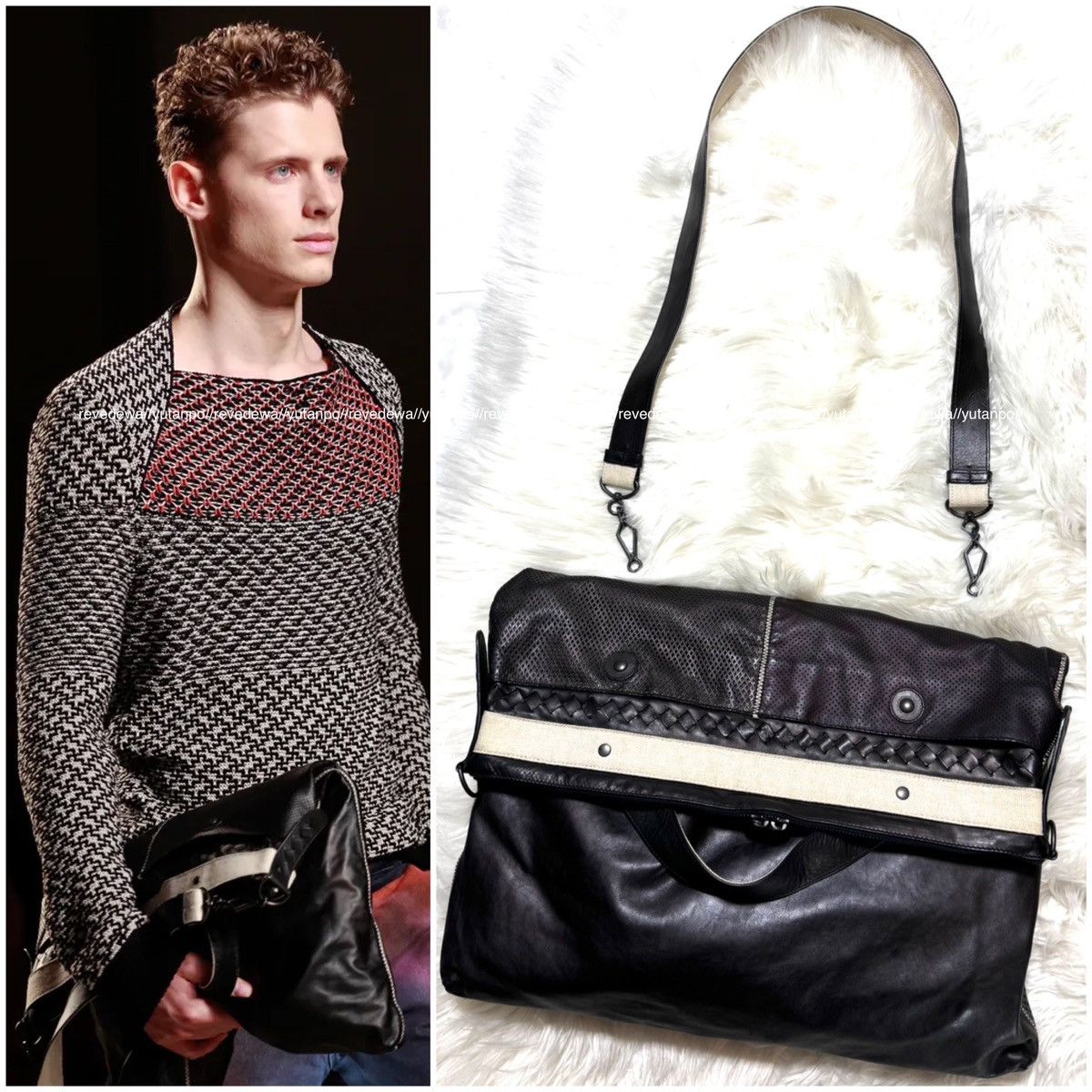 Bottega Veneta runway, Bottega Veneta mesh leather shoulder clutch bag Size ONE SIZE - 1 Thumbnail