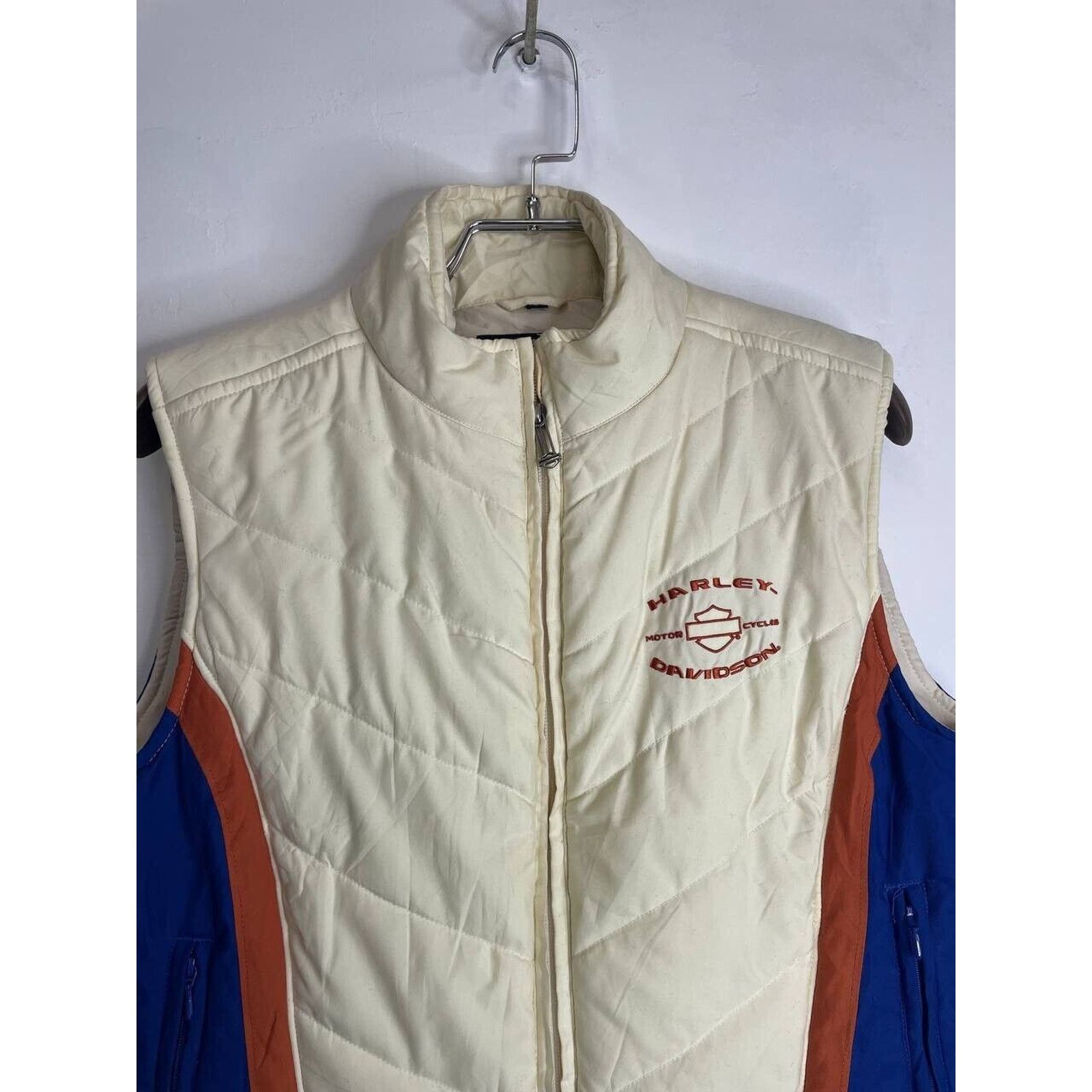 Harley Davidson × Vintage Vintage Harley-Davidson Quilted Puffer Vest Cream Size M Size M / US 6-8 / IT 42-44 - 2 Thumbnail
