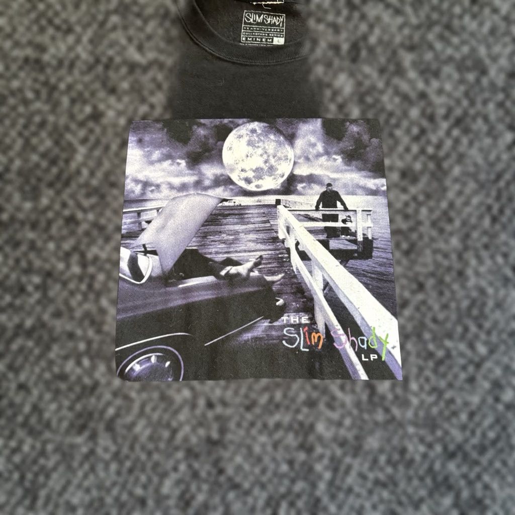 Champion VINTAGE Champion Rap Sweatshirt L Slim Shady LP XX Anniversary Reverse Weave Black 90s Mens Size US L / EU 52-54 / 3 - 1 Thumbnail
