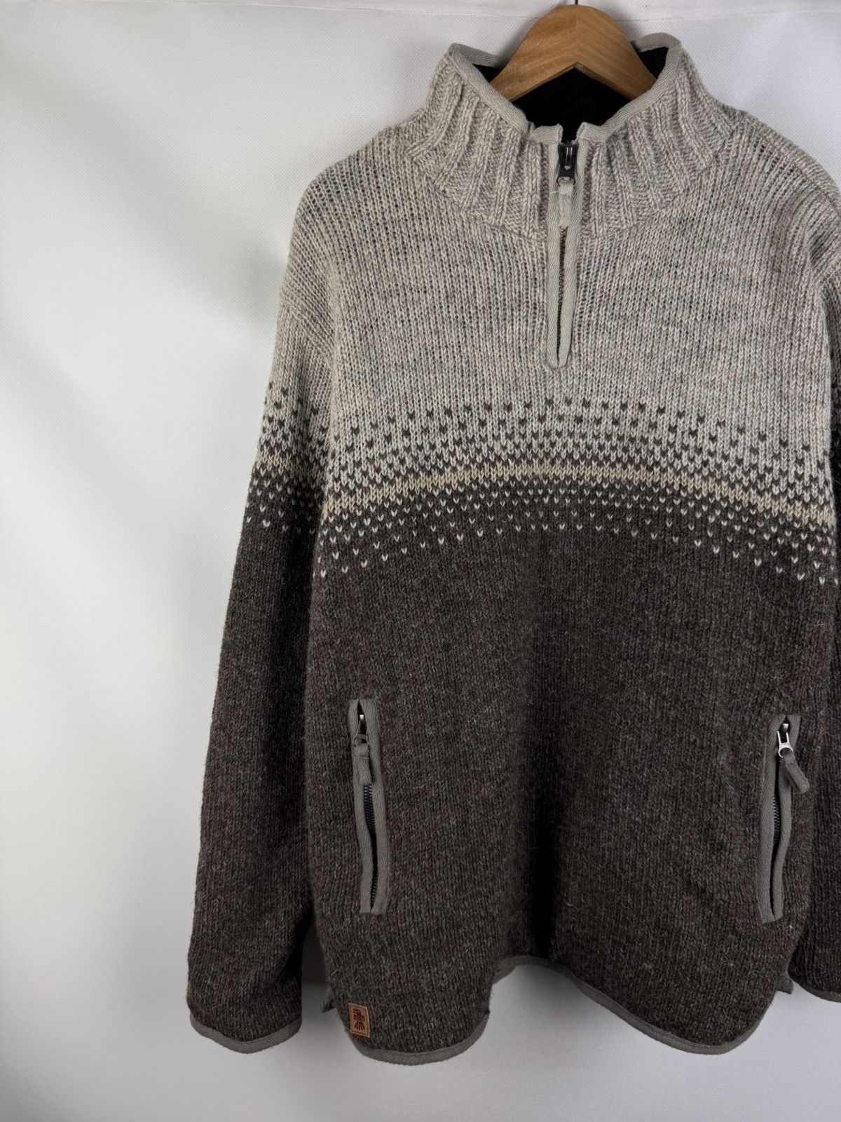 Other Pachamama 1/4 Zip Heavy Hand Knitted Wool Sweater Pullover Size US M / EU 48-50 / 2 - 2 Thumbnail