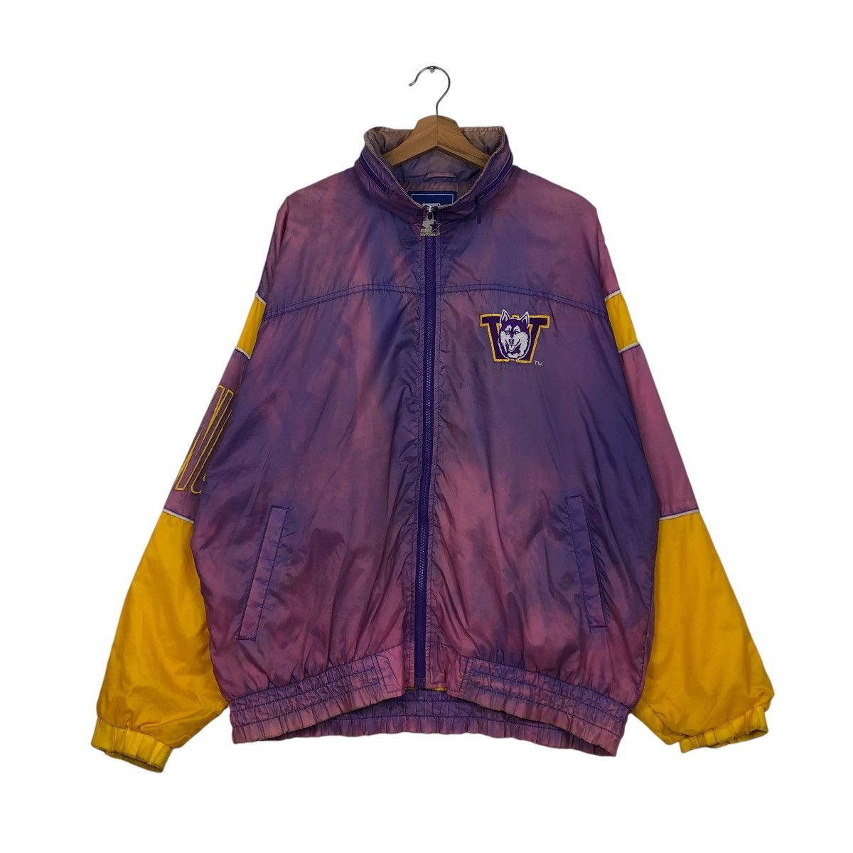 Starter 🔥VINTAGE BOMBER JACKET STARTER WASHINGTON HUSKIES SUN FADED Size US L / EU 52-54 / 3 - 3 Thumbnail