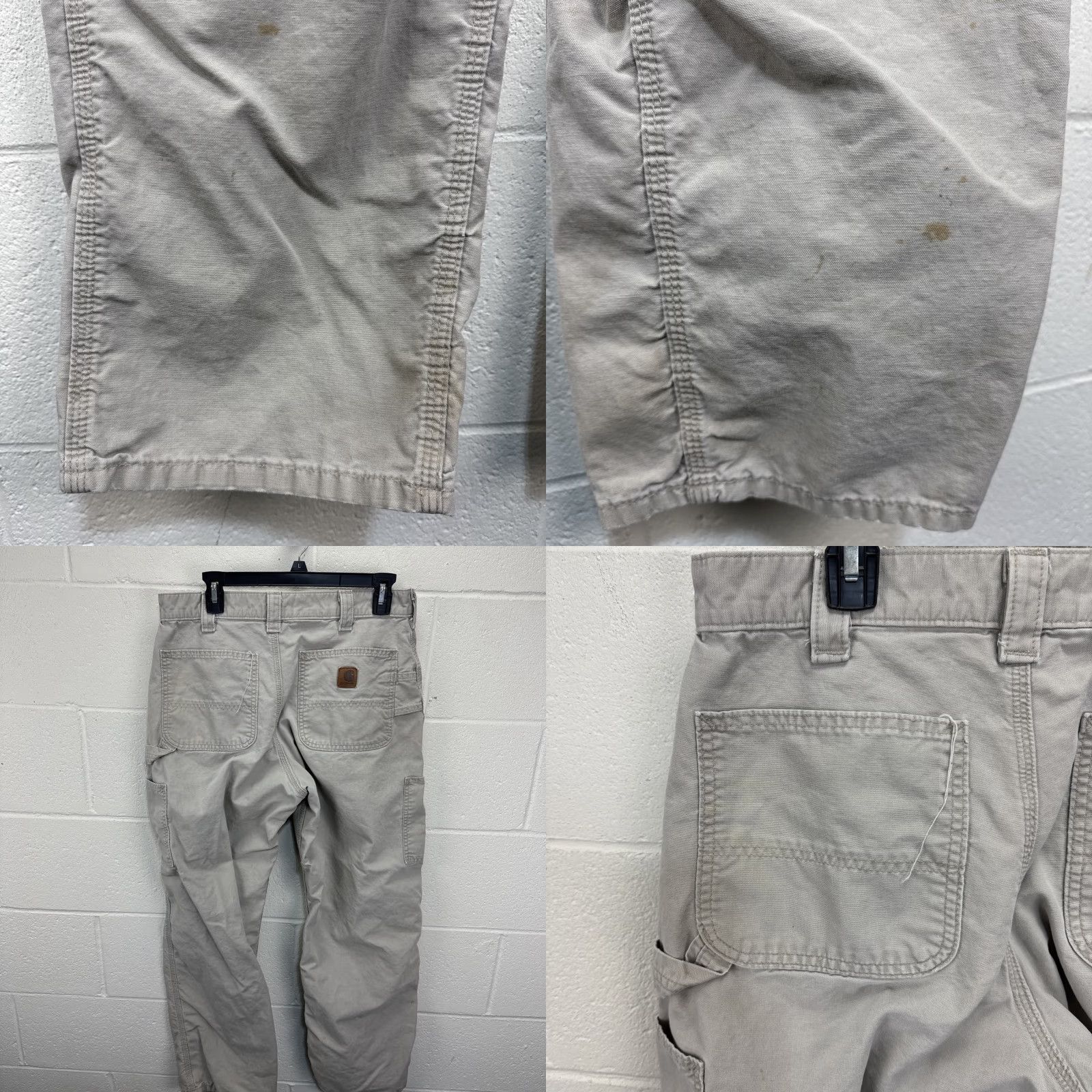 Carhartt VINTAGE Carhartt Pants Mens 32x32 Carpenter Tan Canvas Loose Fit 90s Retro Distressed Front Zip Button Pockets CT Carhartt B151 Mens pants Size US 32 / EU 48 - 8 Thumbnail