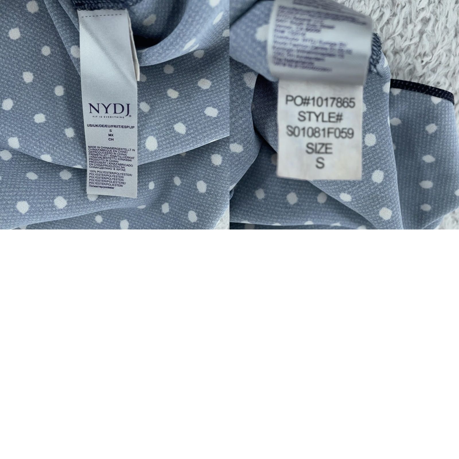 NYDJ NYDJ Shirt Womens Small Blue White Polka Dot 3/4 Sleeve Blouse Top Body Size S / US 4 / IT 40 - 8 Thumbnail
