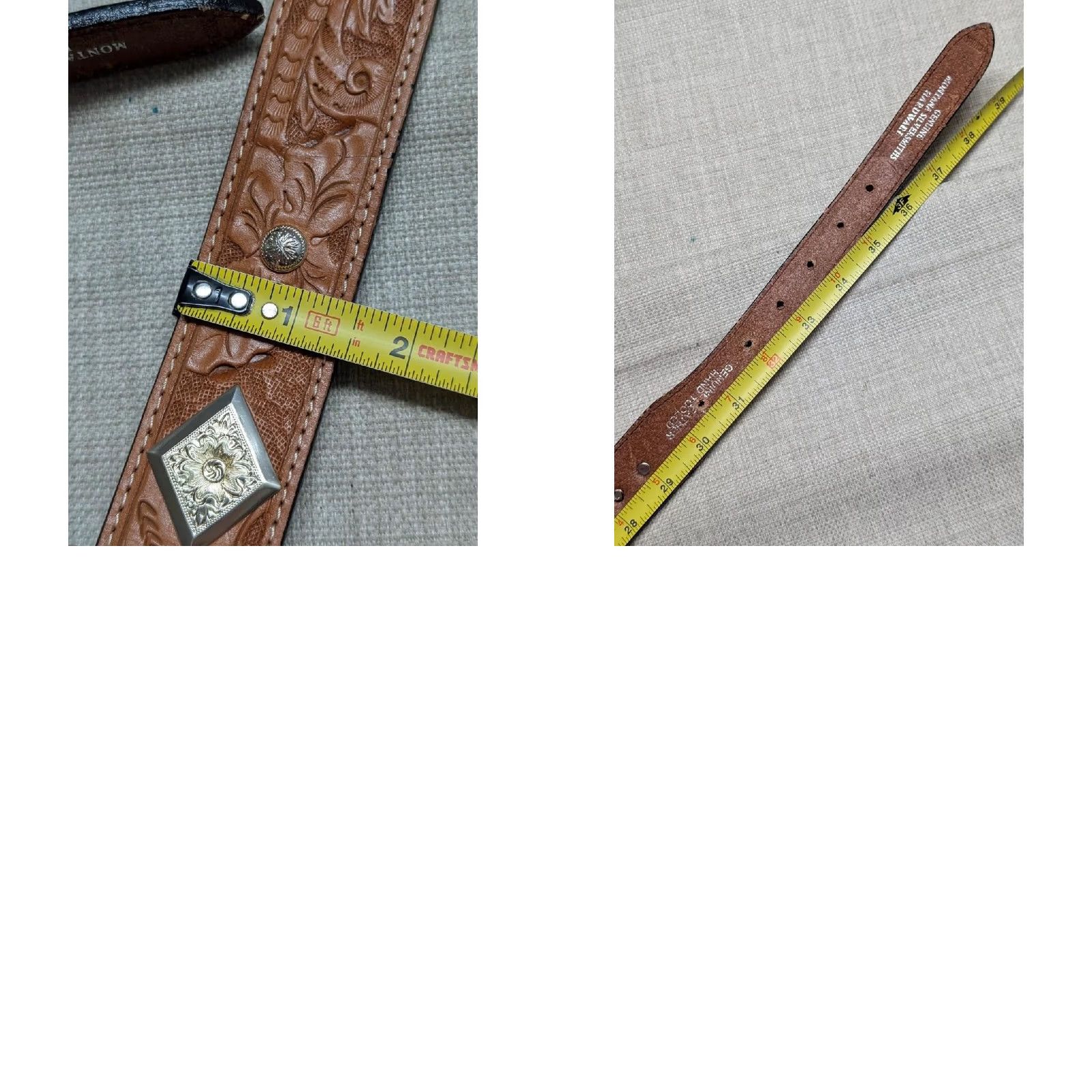 Vintage VINTAGE Montana Silversmiths belt Concho Leather Western Belt Men 34 Brown Floral Rodeo Size 34 - 9 Thumbnail