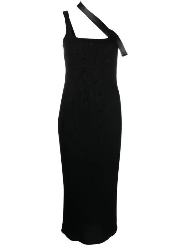 Courreges Courreges Black Midi Bodycon Dress with Strap Detail Size M / US 6-8 / IT 42-44 - 1 Thumbnail