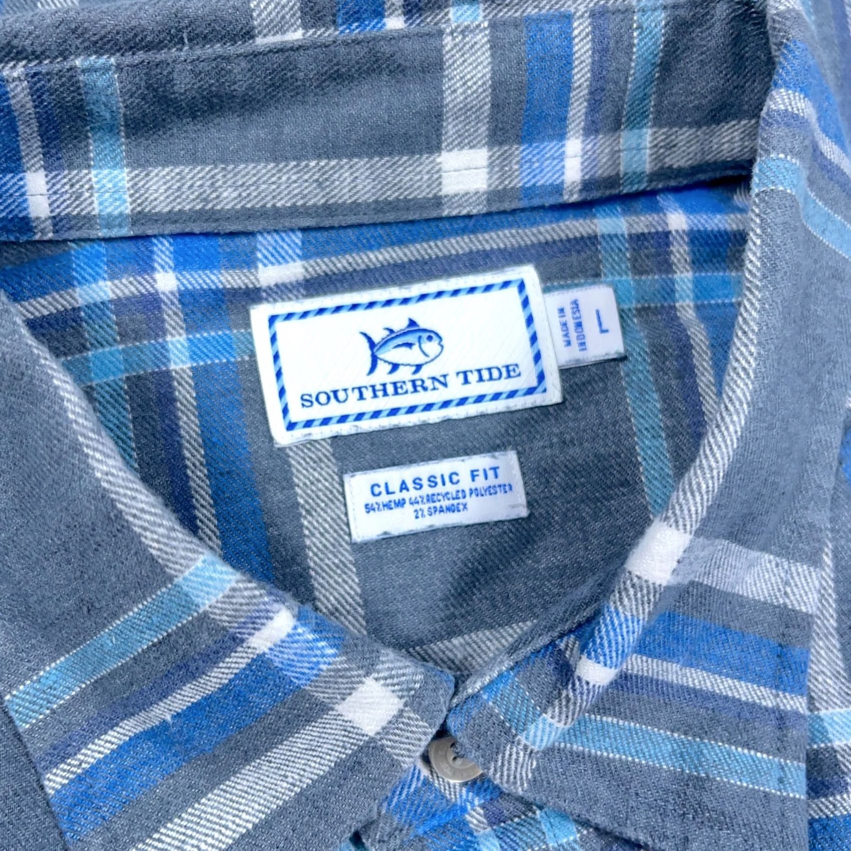 Southern Tide Southern Tide Shirt Mens L Blue Flannel Men Plaid Button Classic Fit Pocket Size US L / EU 52-54 / 3 - 3 Thumbnail