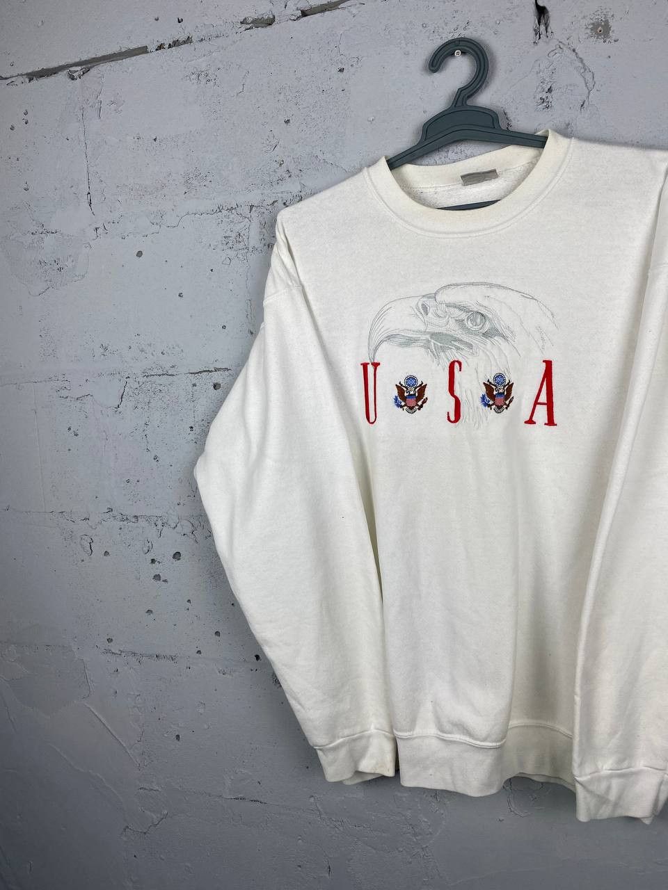Vintage 90s Vintage Oneita USA Eagle Crew Neck Sweatshirt Size US XL / EU 56 / 4 - 2 Thumbnail