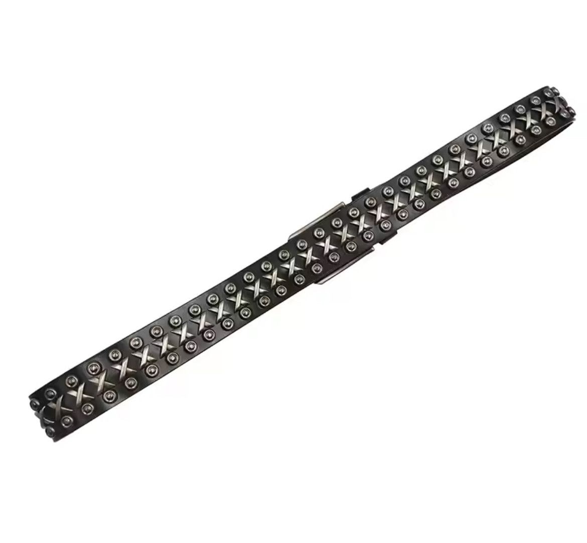 Japanese Brand Genuine Leather Punk Rivet Belts Size ONE SIZE - 5 Thumbnail