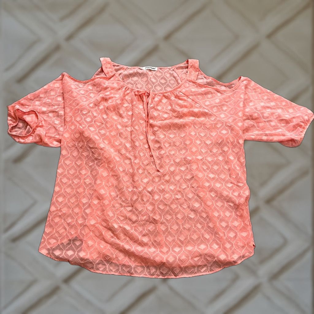 Vintage Maurices Blouse Shirt Womens 3X Pink Lined Cold Shoulder 3/4 Sleeve Lace Top Size XXL / US 16-18 / IT 52-54 - 1 Thumbnail