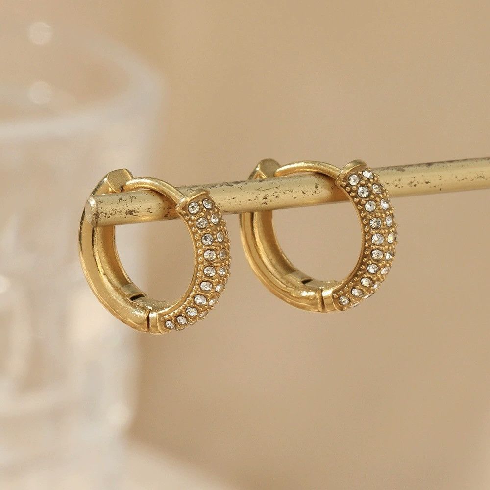 Other 14mm CZ Small Gold Hoop Earrings for Women Men Size ONE SIZE - 5 Thumbnail