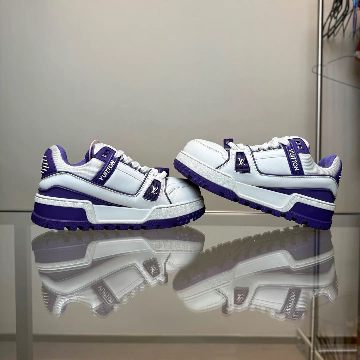 Louis Vuitton LV Trainer Maxi White Purple EUR37.5 98 DM0125 Size US 7 / IT 37 - 6 Thumbnail