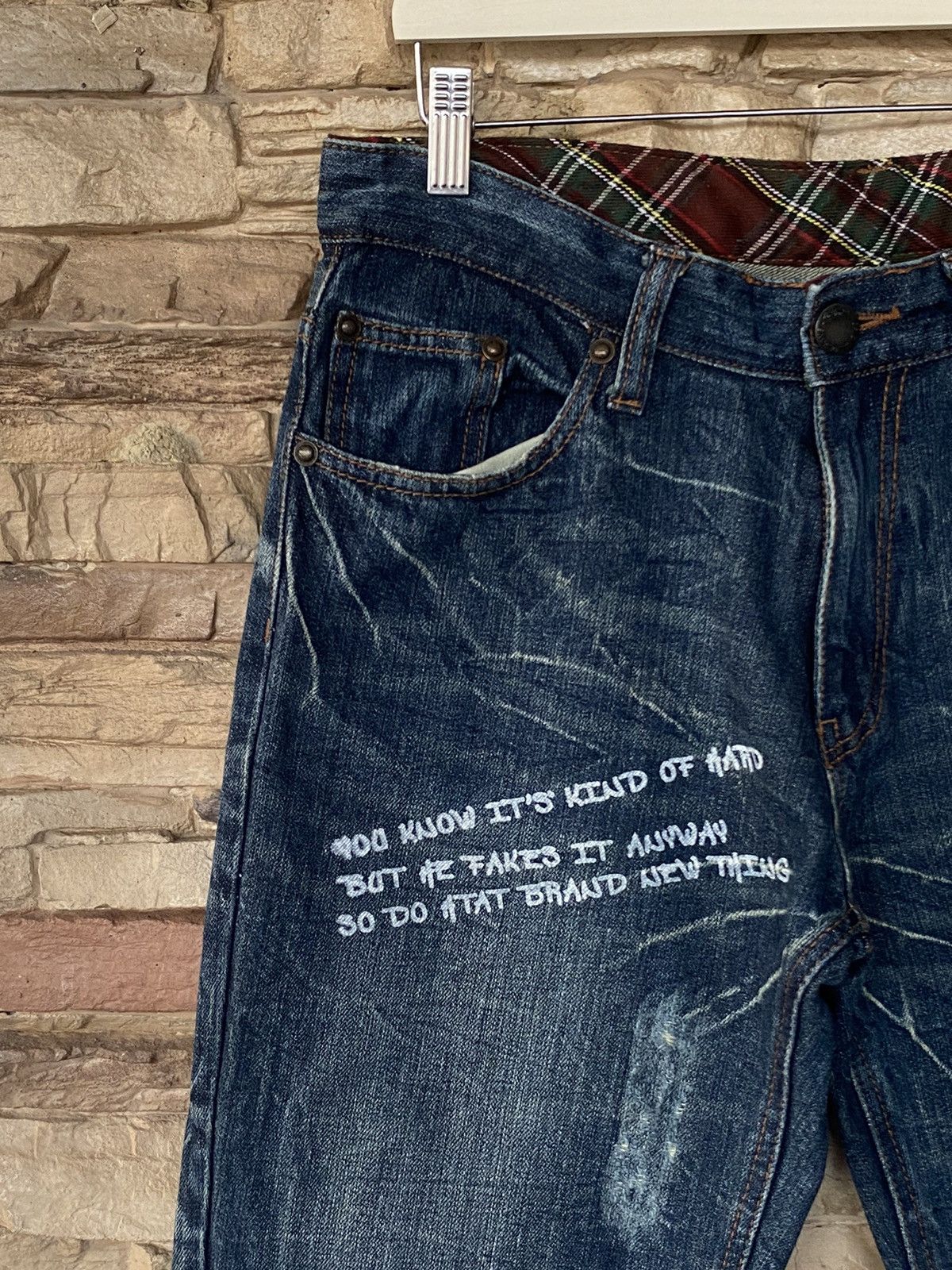 Japanese Brand Rare Flare Patchwork The Highest Hill Distressed Jeans Size US 33 - 5 Thumbnail