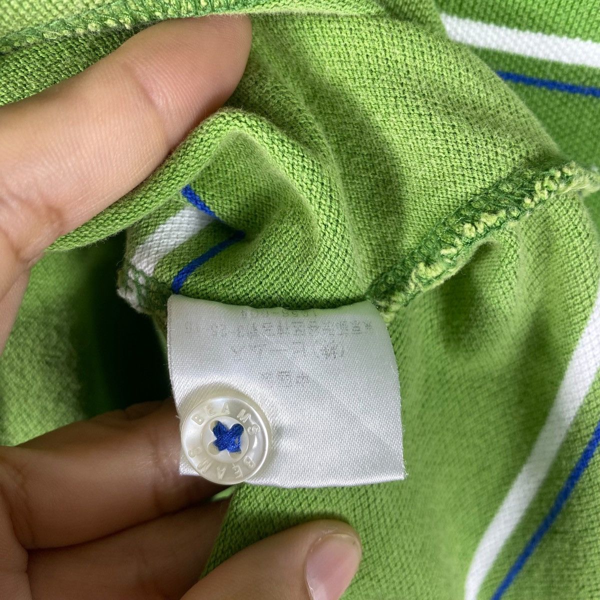 Beams Japan Japanese Brand BEAMS Green Striped Ss Polo Shirt Small Size Size US S / EU 44-46 / 1 - 6 Thumbnail