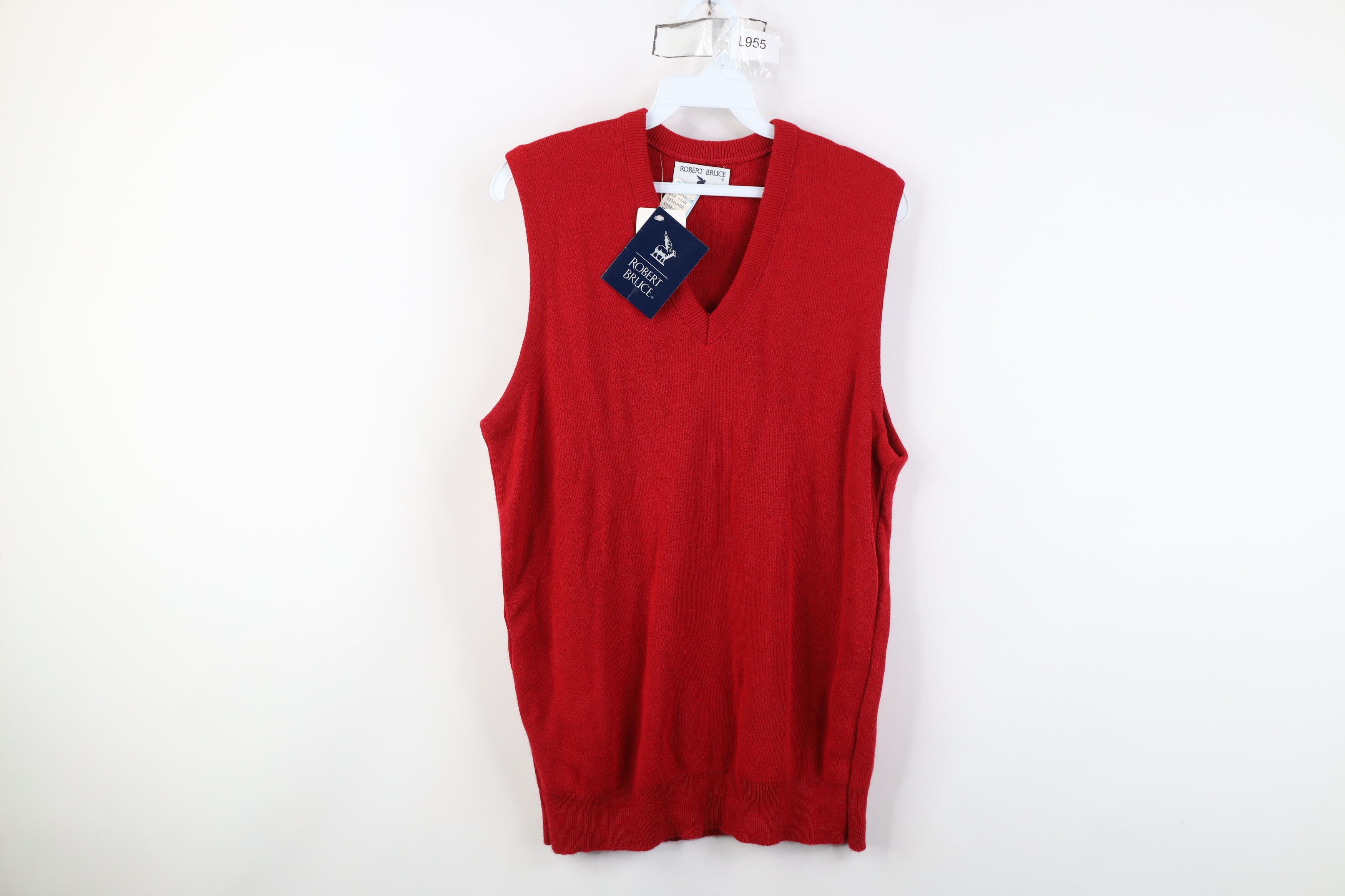 Vintage Deadstock Vintage 70s Streetwear V-Neck Sweater Vest Red USA Size US L / EU 52-54 / 3 - 1 Thumbnail