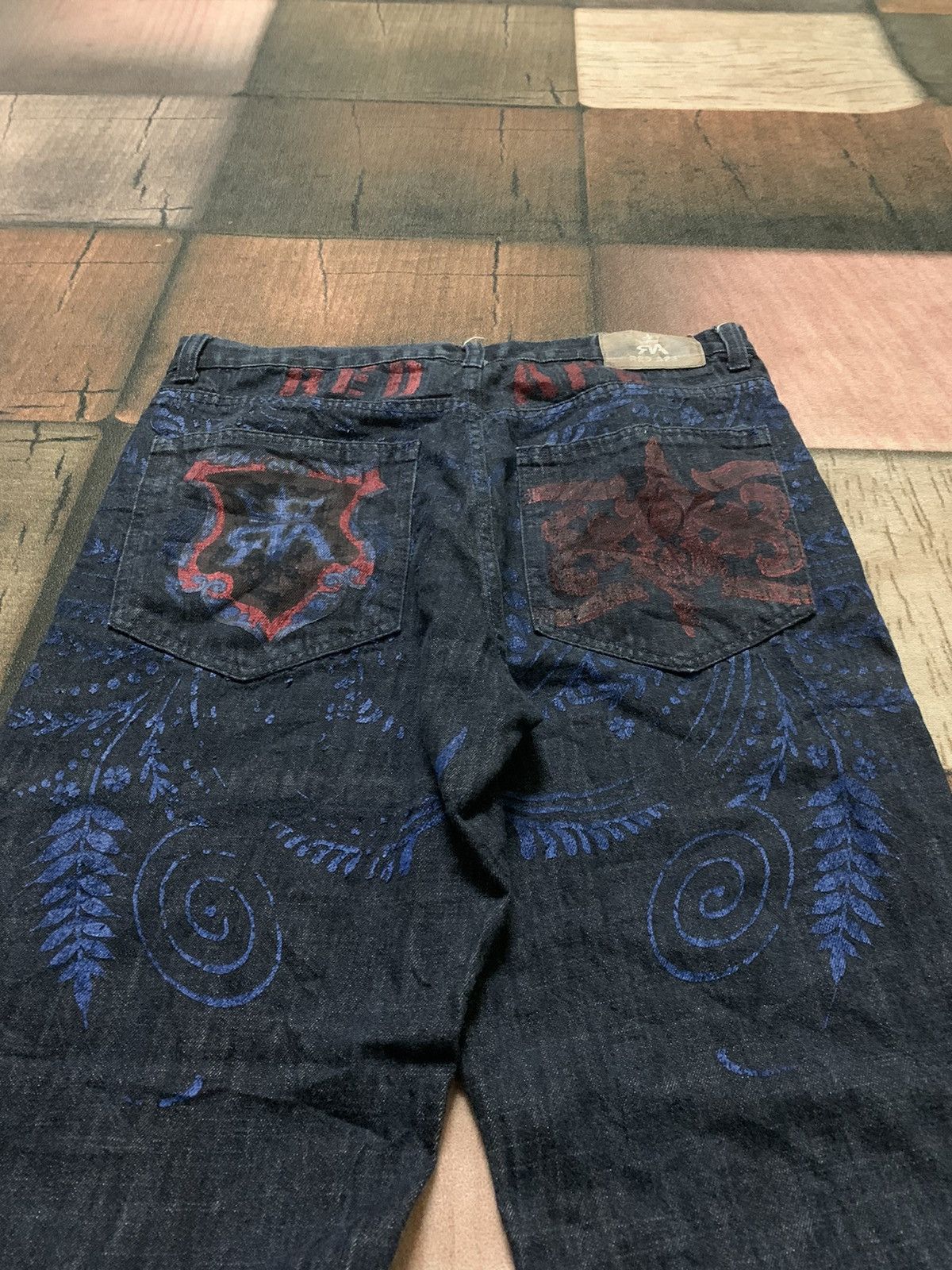 Affliction × JNCO CRAZY BAGGY red ape jeans with sick backhit Size US 36 / EU 52 - 9 Thumbnail