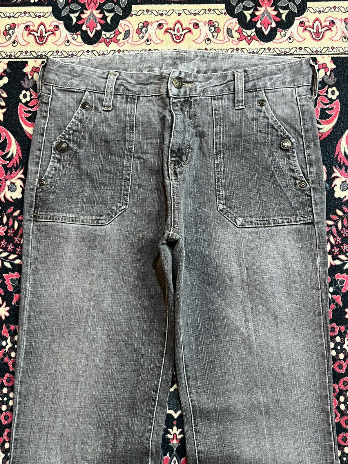If Six Was Nine Japanese Brand Grey Washed Fatigue Style Flare Jeans Size US 30 / EU 46 - 4 Thumbnail