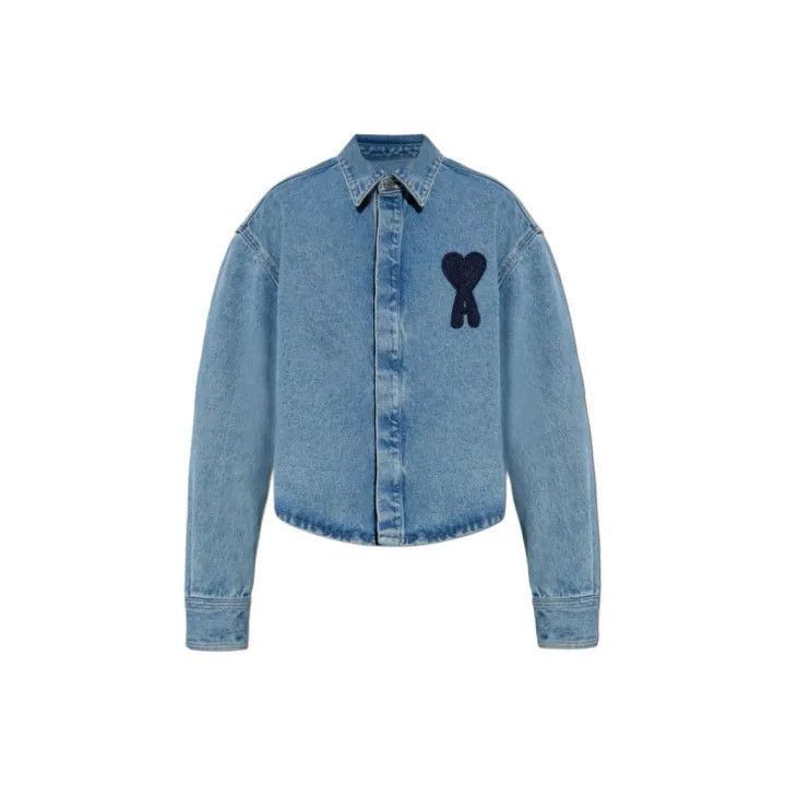 AMI AMIPARIS Vintage Denim Button-Up Long Sleeve Shirt 0079 Size S / US 4 / IT 40 - 1 Thumbnail