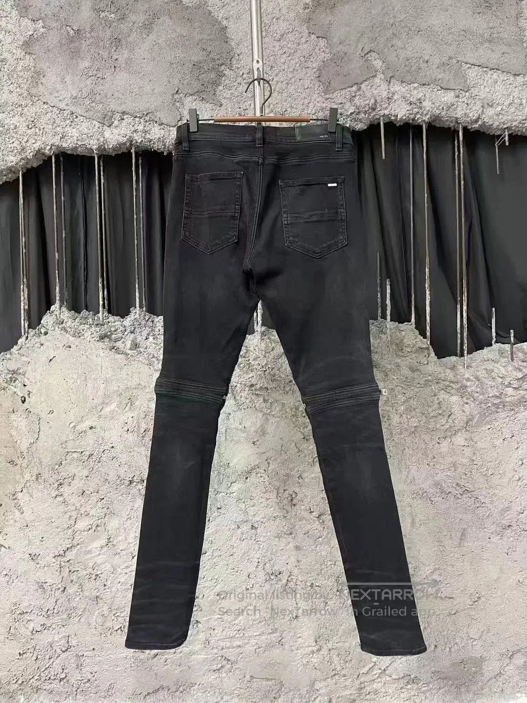 Amiri Amiri Mx2 Black Leather Patchwork Zipper Biker Jeans. Size US 31 - 2 Thumbnail