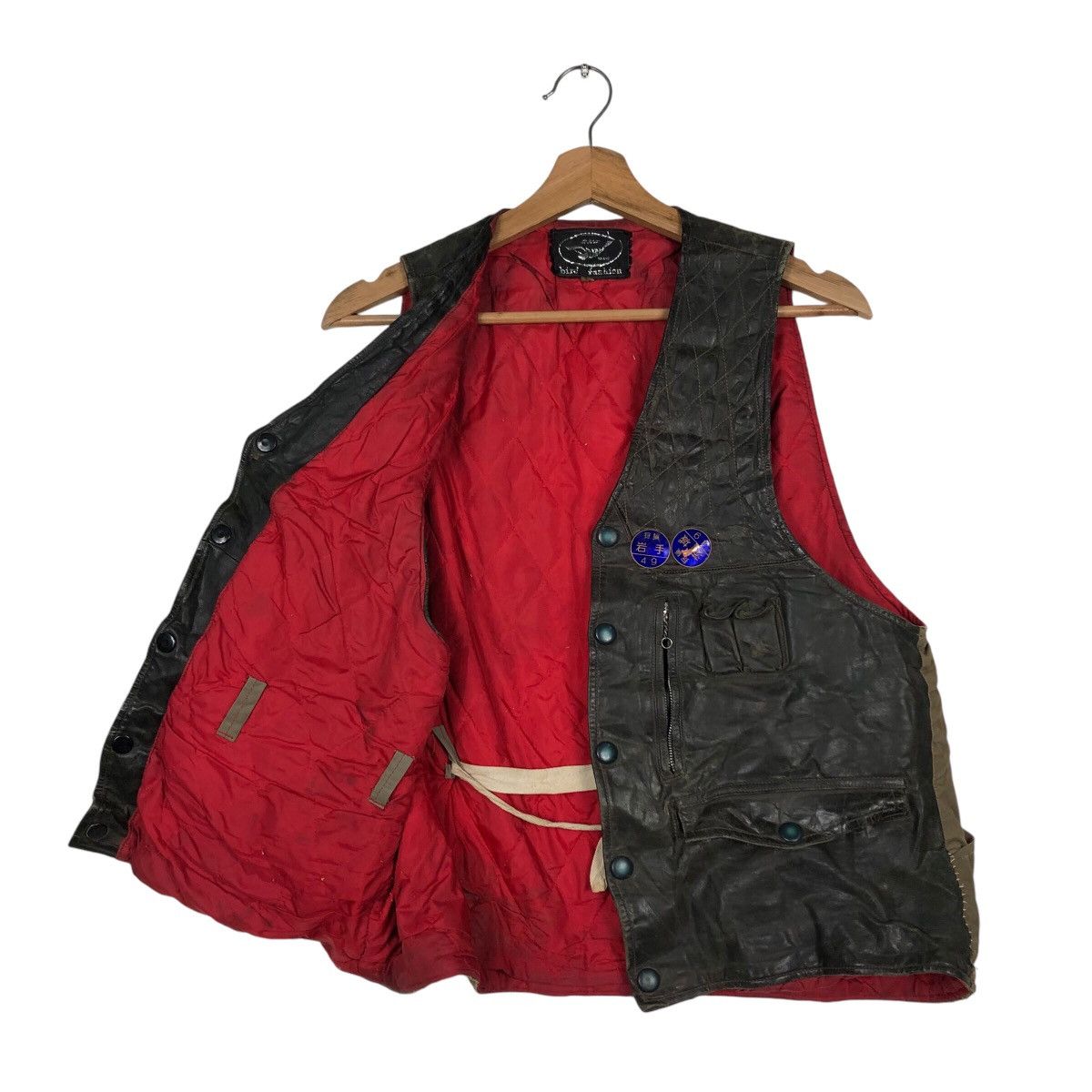 Japanese Brand 📌Skd Brand Bird Fashion Leather Biker Vest Multi Pocket Size US M / EU 48-50 / 2 - 12 Thumbnail