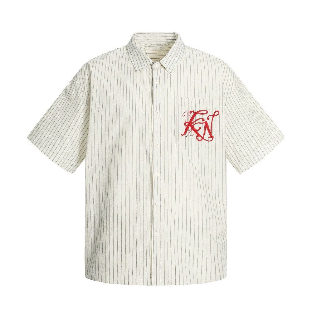Vintage Men's American vertical striped embroidered letter shirt Size US M / EU 48-50 / 2 - 2 Thumbnail