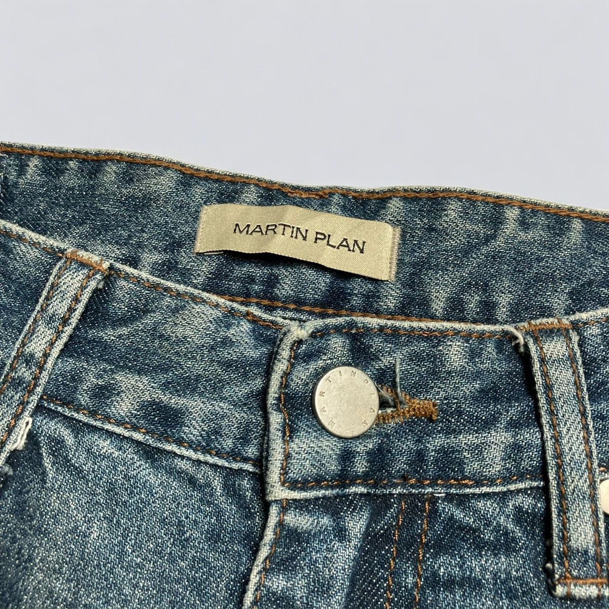 Japanese Brand MARTIN PLAN Flared Two Tone Jeans💥 Size US 29 - 6 Thumbnail