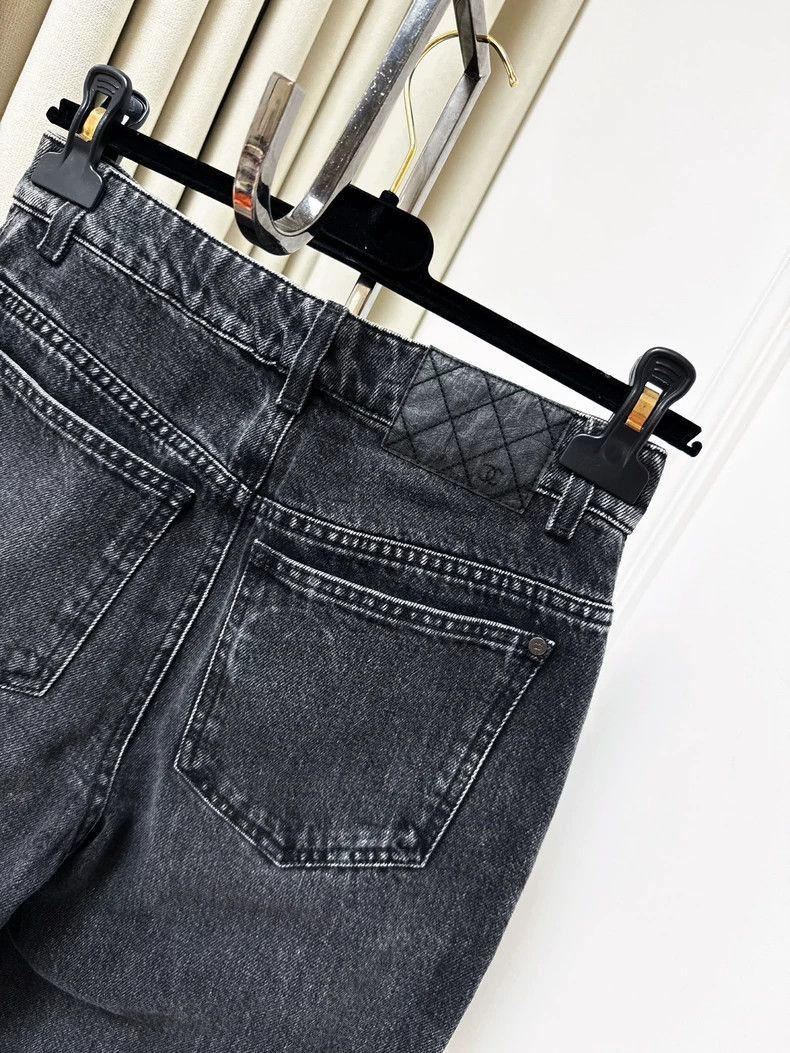Chanel Chanel Gray Logo Fringe Denim Pants Size 35" - 6 Thumbnail