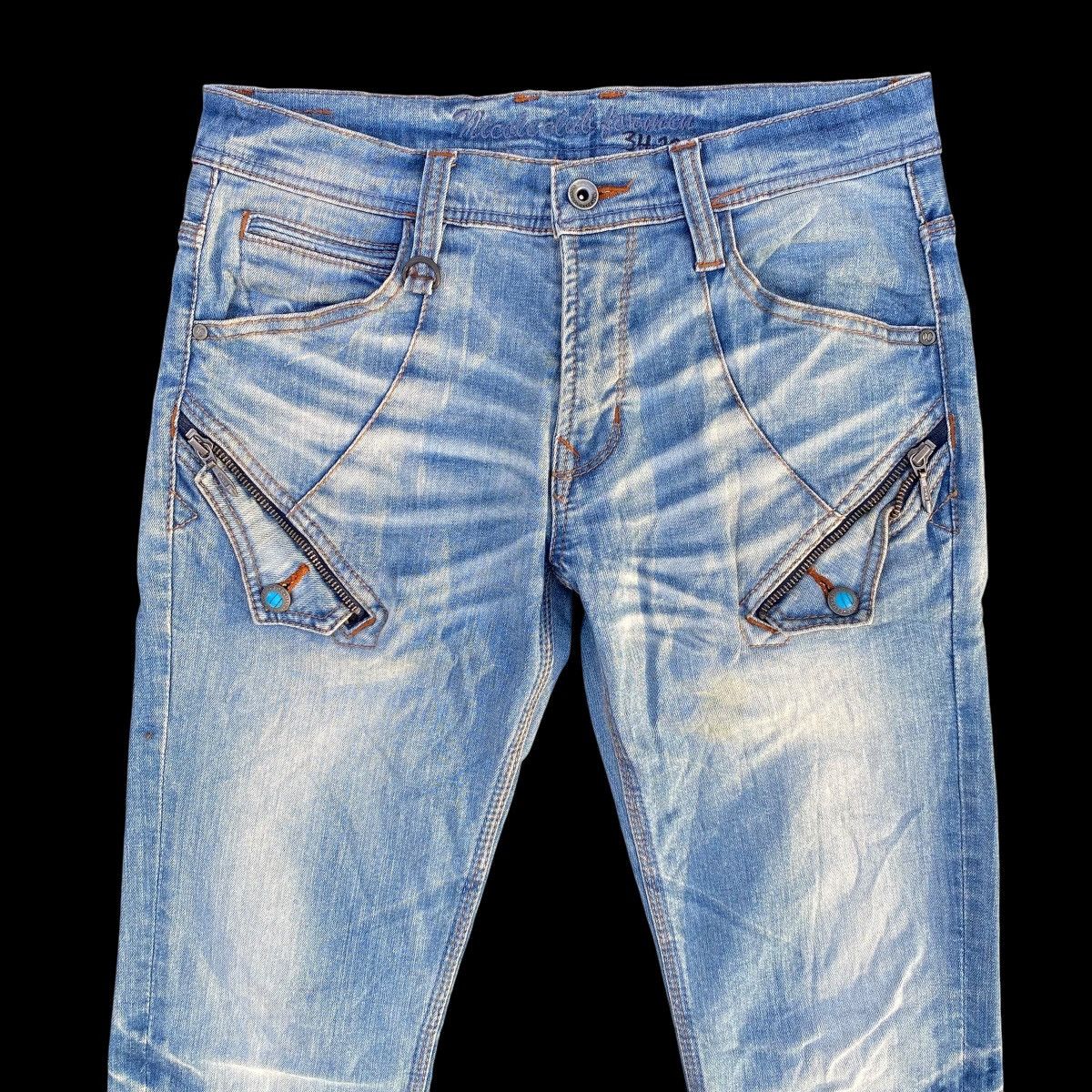 If Six Was Nine × Japanese Brand Flare Nicole Club For Men Blue Stone Zip Denim Jeans Size US 32 / EU 48 - 4 Thumbnail