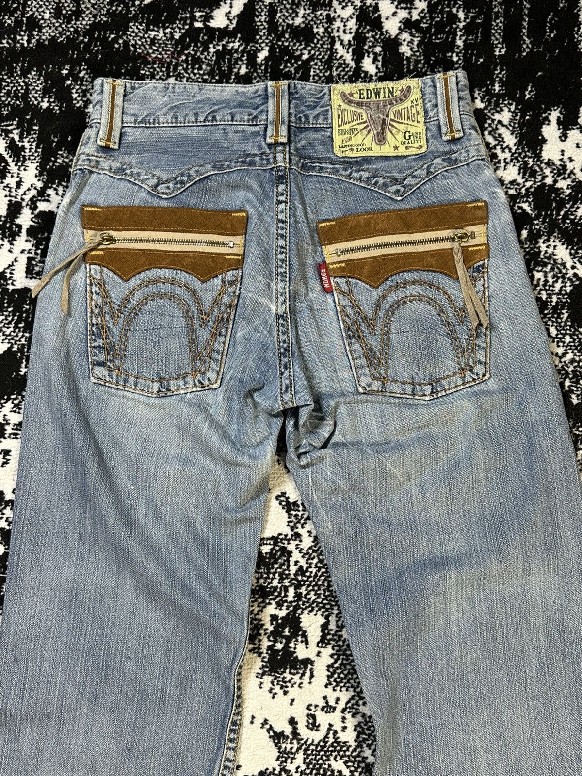 If Six Was Nine 2000s Vintage Edwin XV Distressed Rusty Jeans Sky Blue Size US 30 / EU 46 - 12 Thumbnail