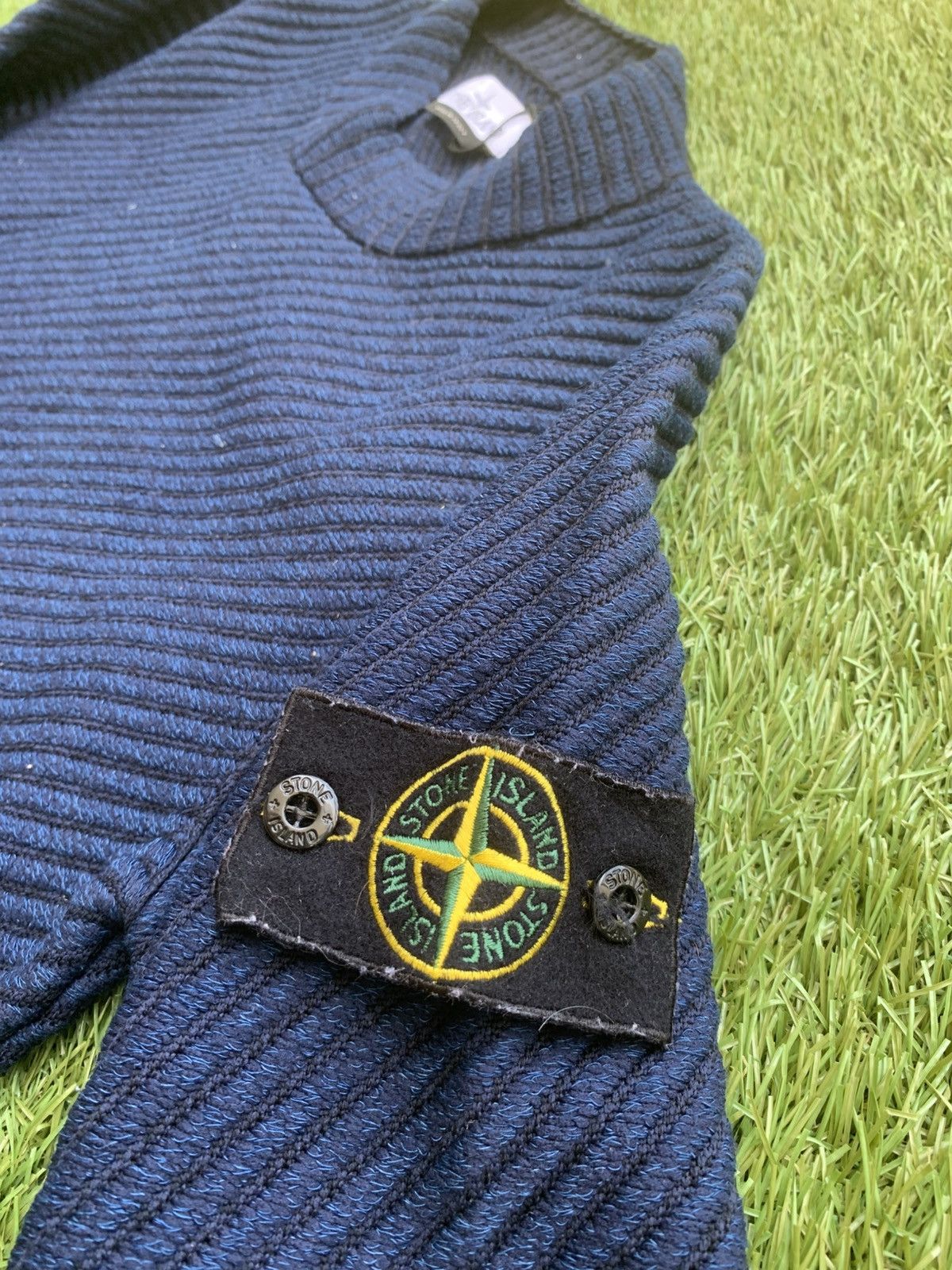 Stone Island Stone Island Logo Appliqued Knitted Cotton Sweater Size US M / EU 48-50 / 2 - 6 Thumbnail