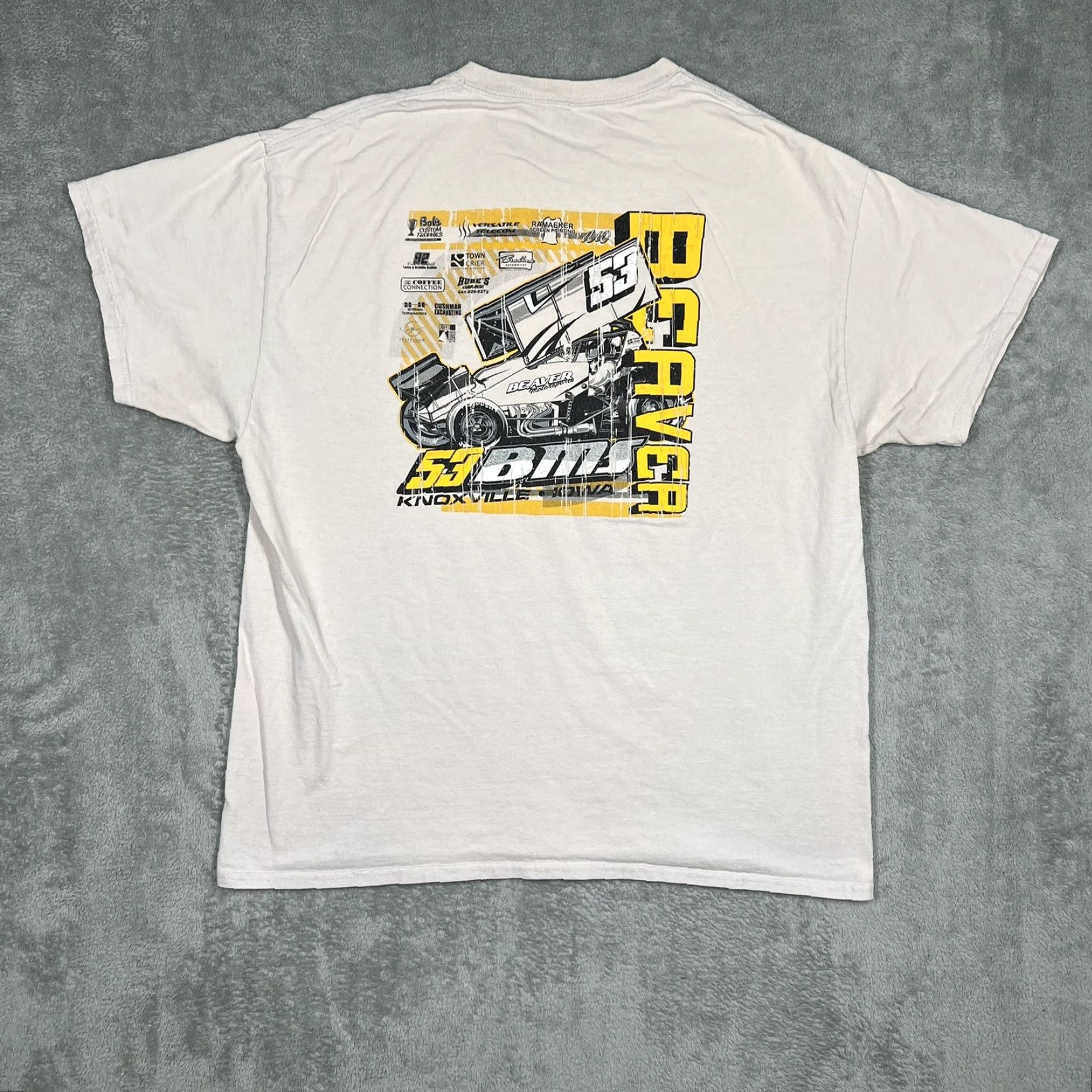 Vintage Beaver Motorsports #53 Bims T-Shirt Men Large Short Sleeve Tan Sand Shirt Mens Brown L Size US L / EU 52-54 / 3 - 7 Thumbnail