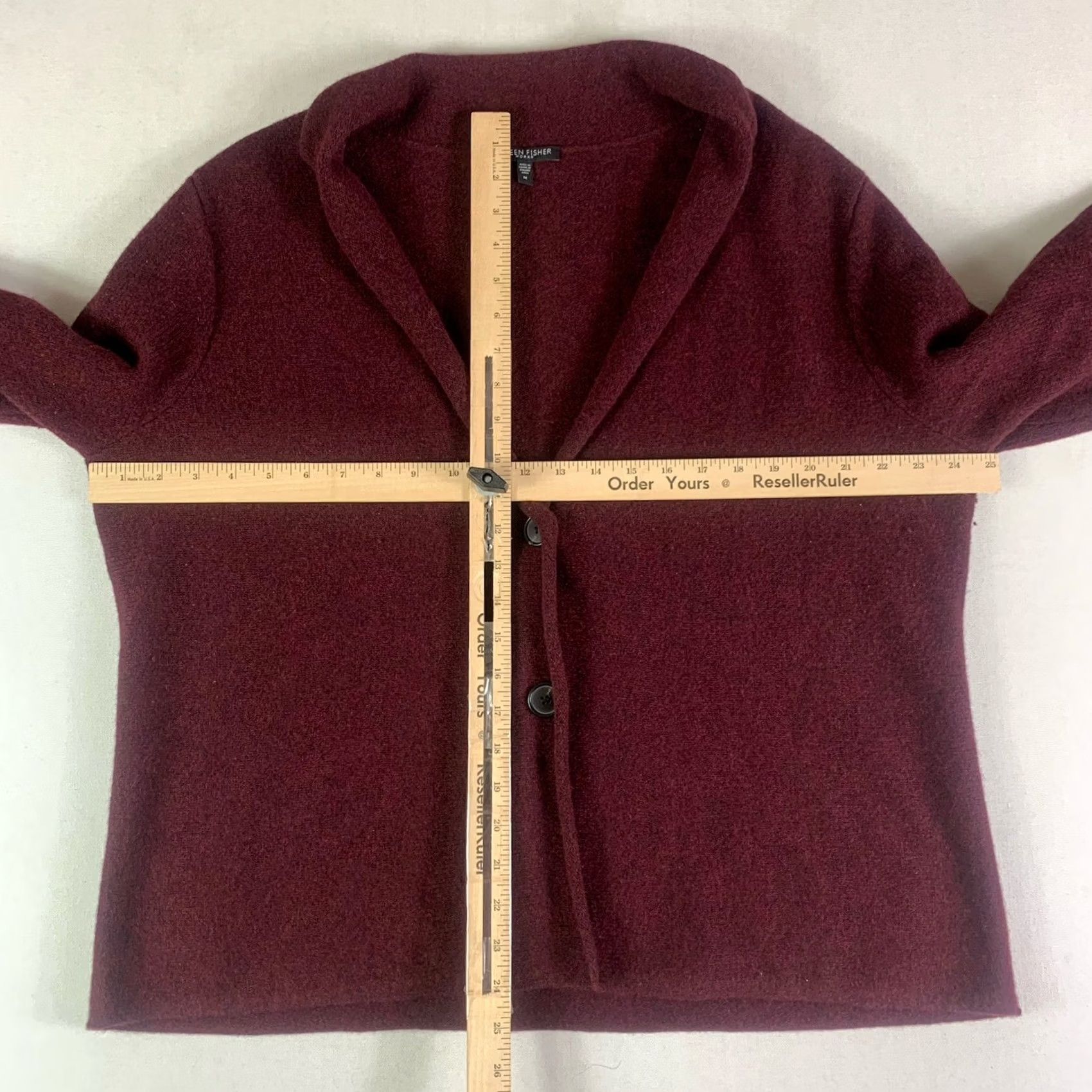 Eileen Fisher VINTAGE Eileen Fisher Red Cardigan Sweater 1X Burgundy Wool Cashmere Blend Button Womens Cardigan/ Sweater 1X Red Burgundy Wool Cashmere Button Women Size XL / US 12-14 / IT 48-50 - 3 Thumbnail