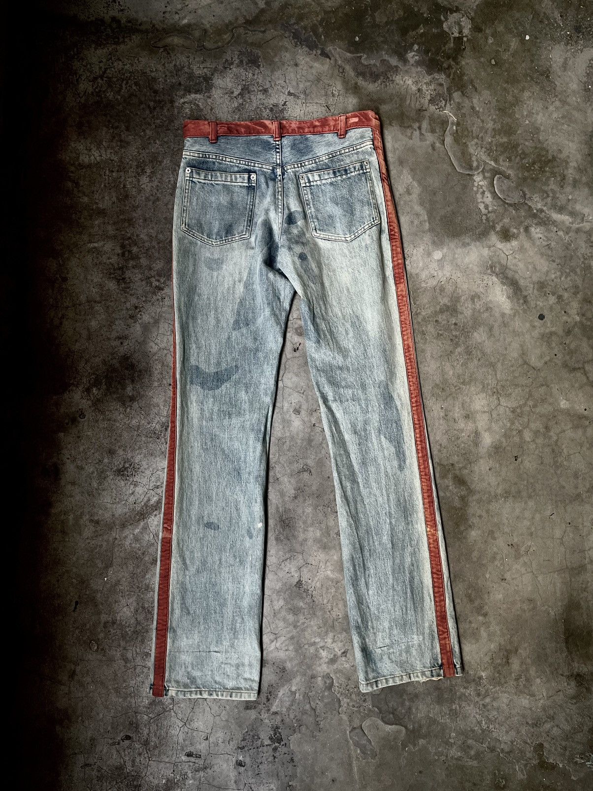 Undercover Undercover AW02 Red Velour Stripe Denim Size US 32 / EU 48 - 2 Thumbnail