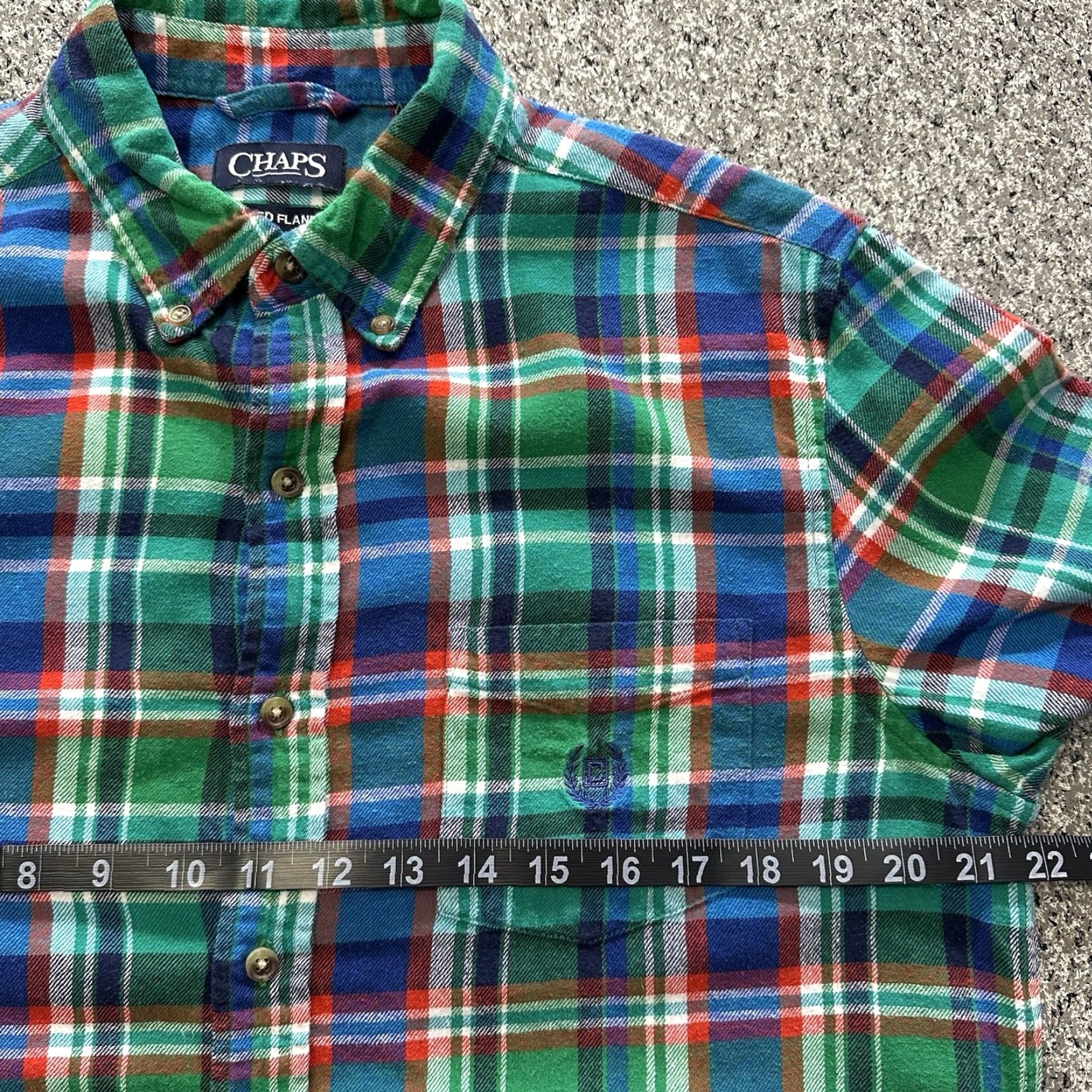 Chaps Chaps Shirt Mens M Long Sleeve Plaid Green Cotton Brushed Flannel Button-Up Size US M / EU 48-50 / 2 - 4 Thumbnail