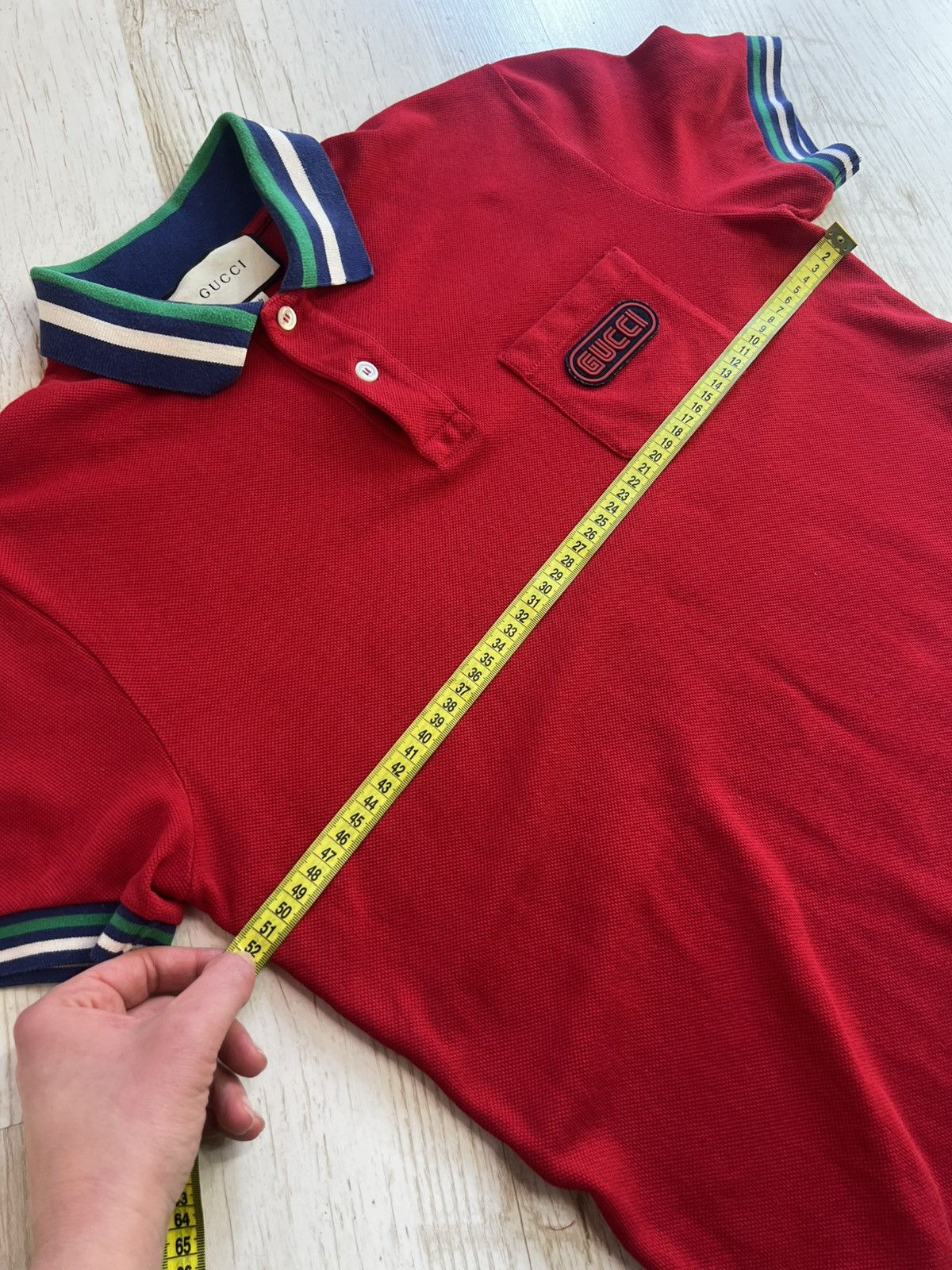 Gucci Gucci Red Cotton Pique Contrast Detail Polo T-Shirt M Size US M / EU 48-50 / 2 - 12 Thumbnail